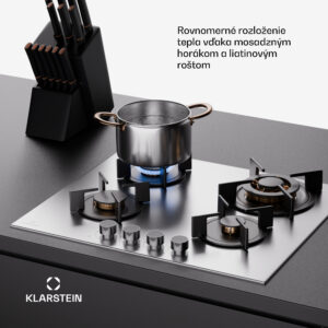 Klarstein Goldflame 4, plynová varná doska, 4 horáky, sebestačná, zemný plyn/propán, nehrdzavejúca oceľ
