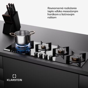 Klarstein Goldflame 4 Slim, plynová varná doska, 4 horáky, sebestačná, zemný plyn/propán, nehrdzavejúca oceľ