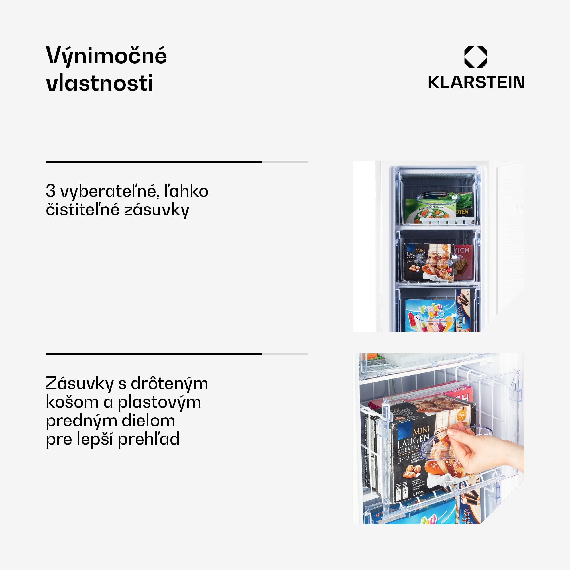 Klarstein Laika 60L mraznička 60 l 3 zásuvky teplota: -18 až 0 °C – Obrázok 2