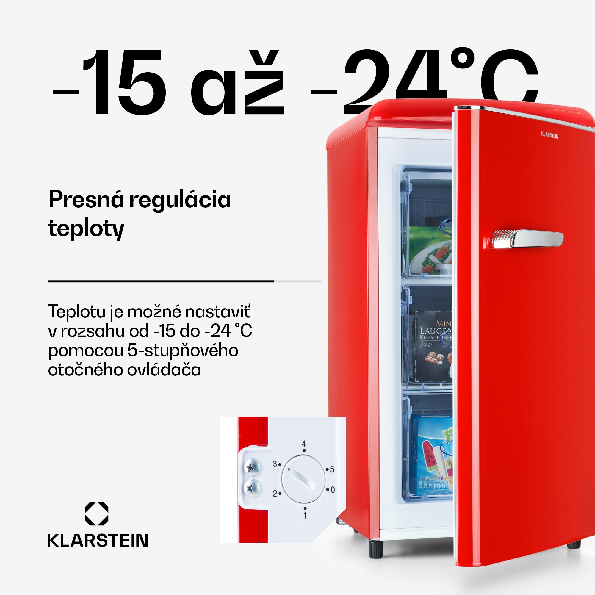 Klarstein Laika 60L, mraznička, 60 l, 3 zásuvky, teplota: -18 až 0 °C