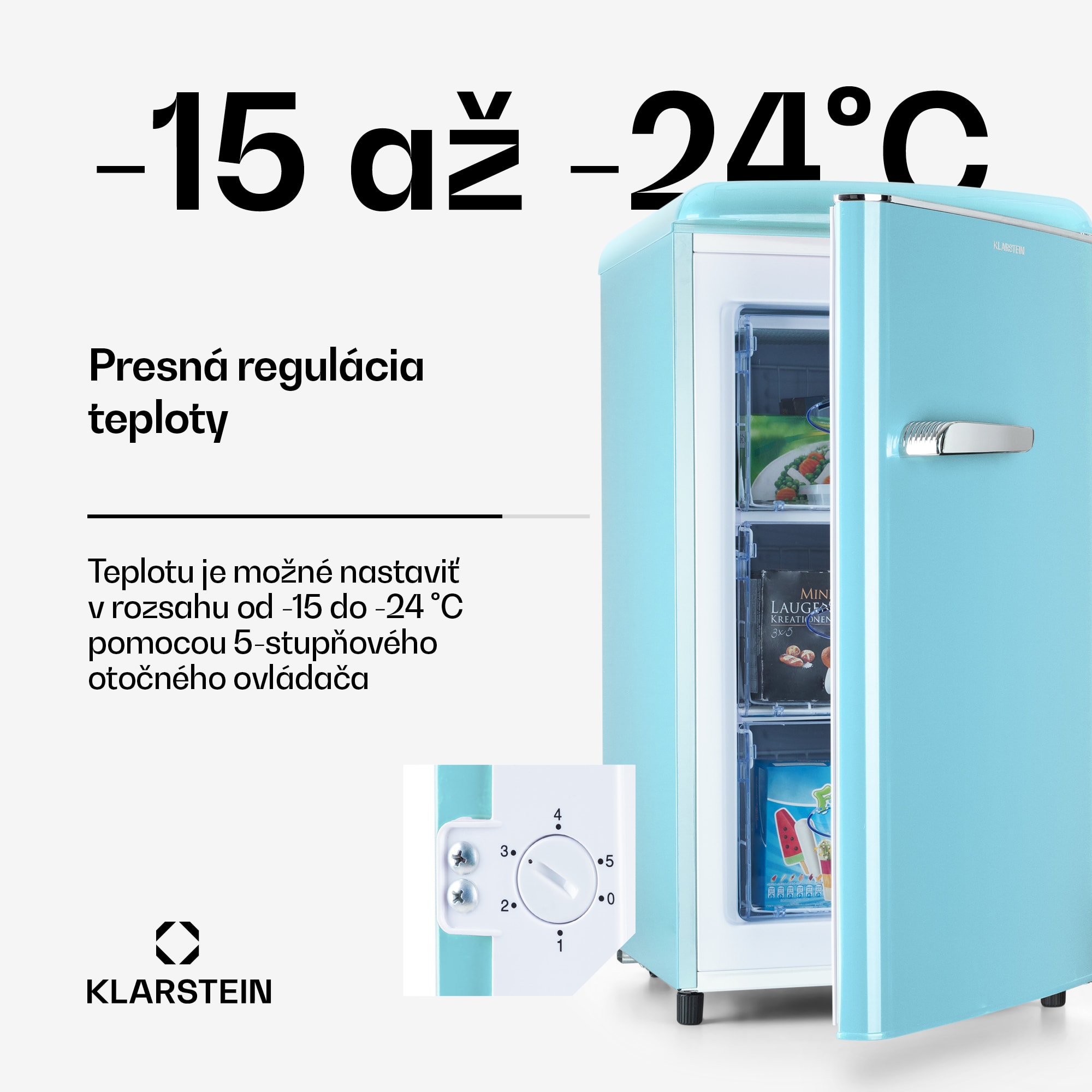 Klarstein Laika 60L mraznička 60 l 3 zásuvky teplota: -18 až 0 °C