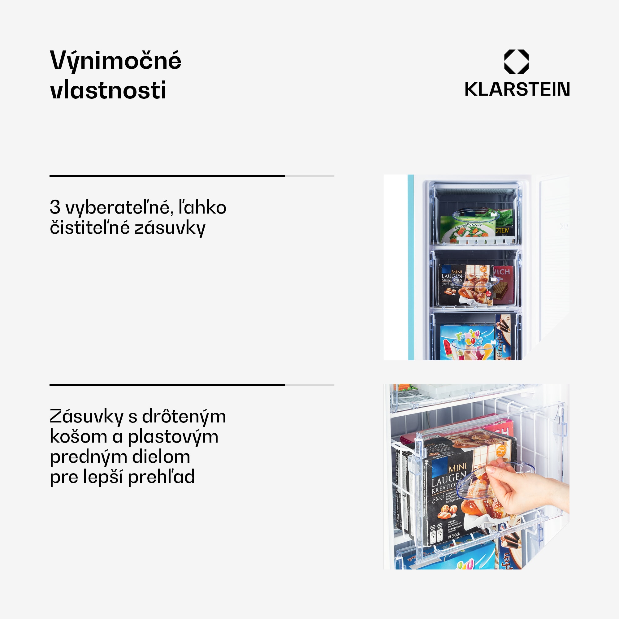 Klarstein Laika 60L mraznička 60 l 3 zásuvky teplota: -18 až 0 °C – Obrázok 2