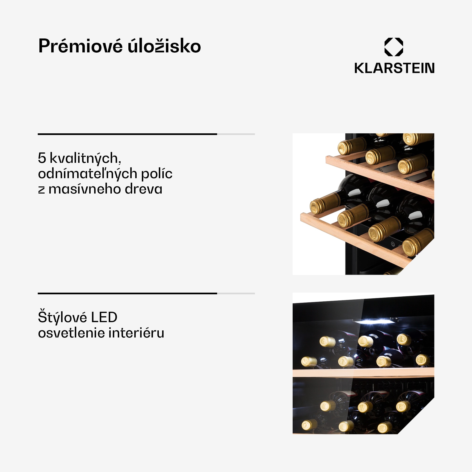 Klarstein Barossa 102D, vinotéka, 2 zóny, 102 fliaš, dotykový LED displej, čierna – Obrázok 2