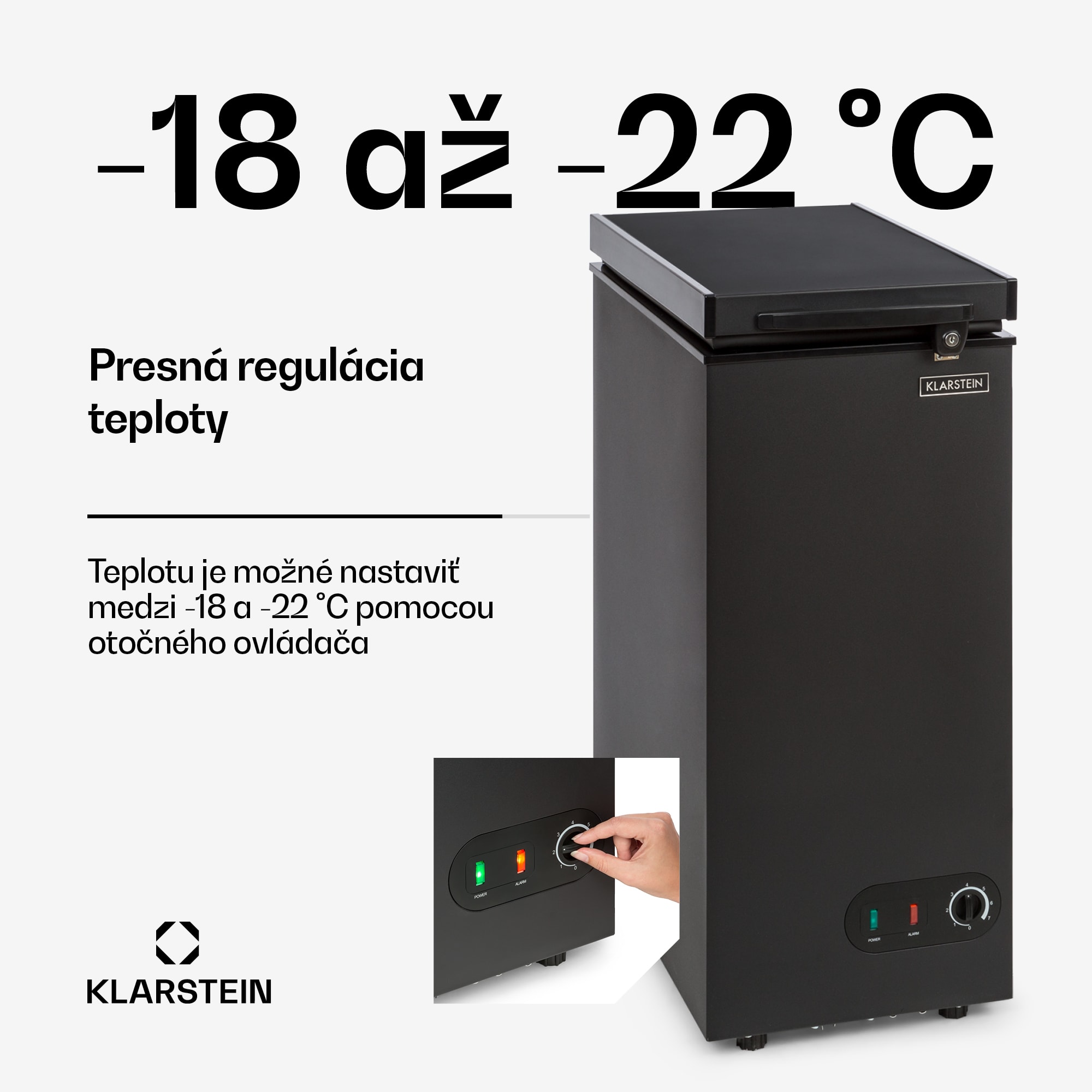 Klarstein Iceblokk 51, mraziaci box, voľne stojaci, 51 l, uzamykateľný, energet. trieda F, čierna