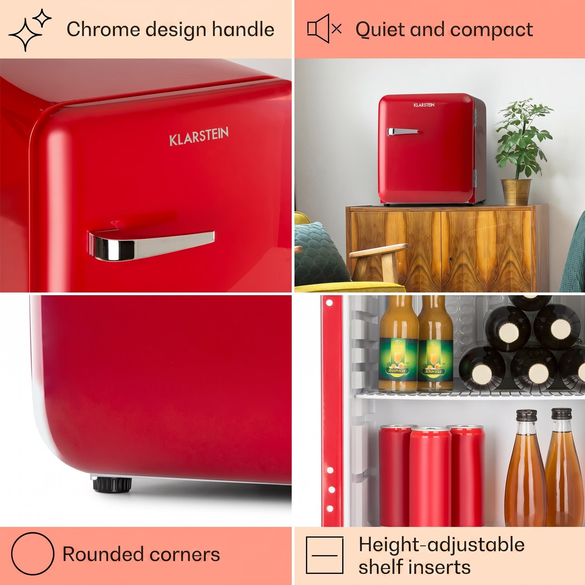 Klarstein Audrey Mini, retro chladnička, 48 l, 2 úrovne, energet. trieda F – Obrázok 2