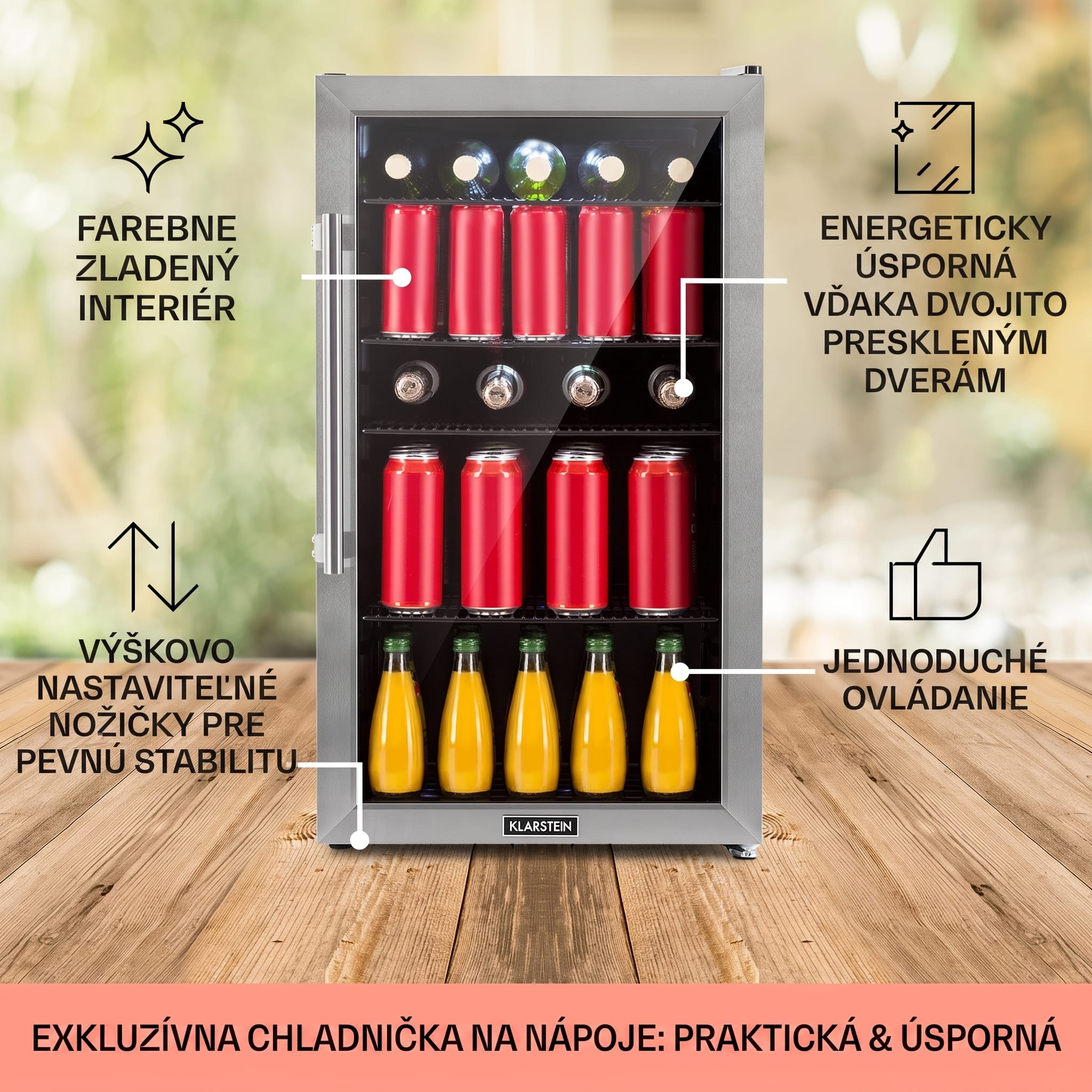 Klarstein Beersafe 3XL, chladnička, 98 l, 4 zásuvné police, 7 úrovní, čierna – Obrázok 2