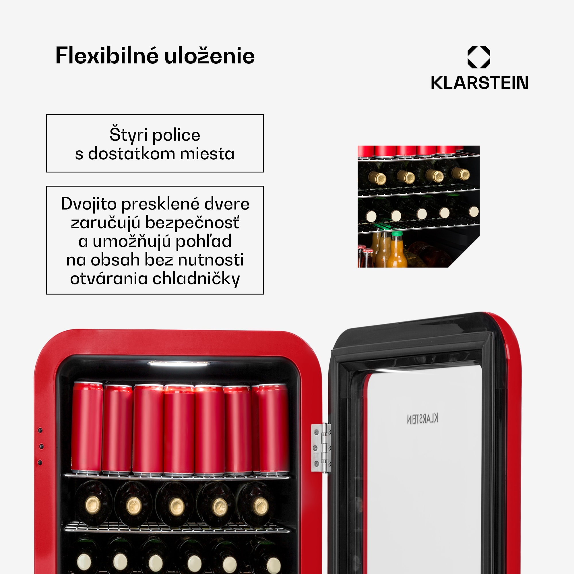 Klarstein PopLife, chladnička na nápoje, chladnička, 115 l, 0-10°C, retro dizajn – Obrázok 2