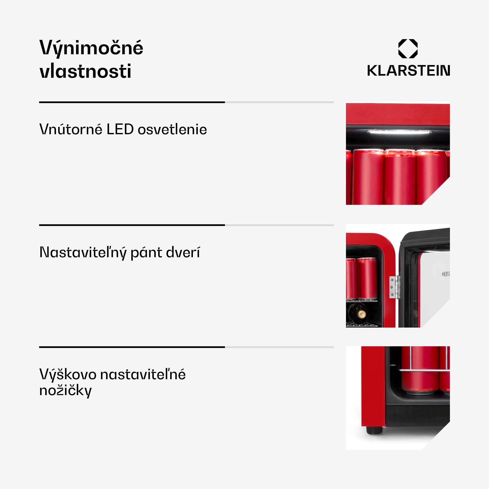 Klarstein PopLife, chladnička na nápoje, chladnička, 115 l, 0-10°C, retro dizajn – Obrázok 3