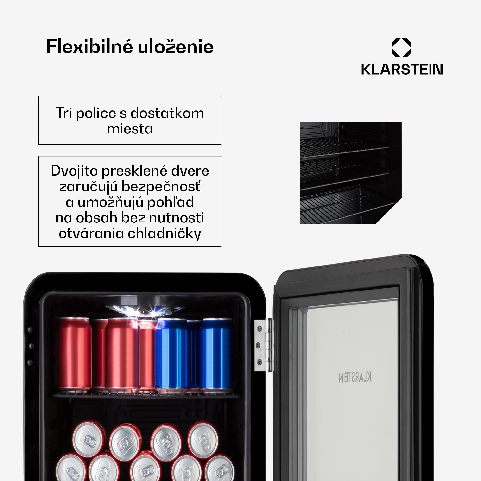 Klarstein PopLife, chladnička na nápoje, chladnička, 70 l, 0-10°C, retro dizajn, LED – Obrázok 2
