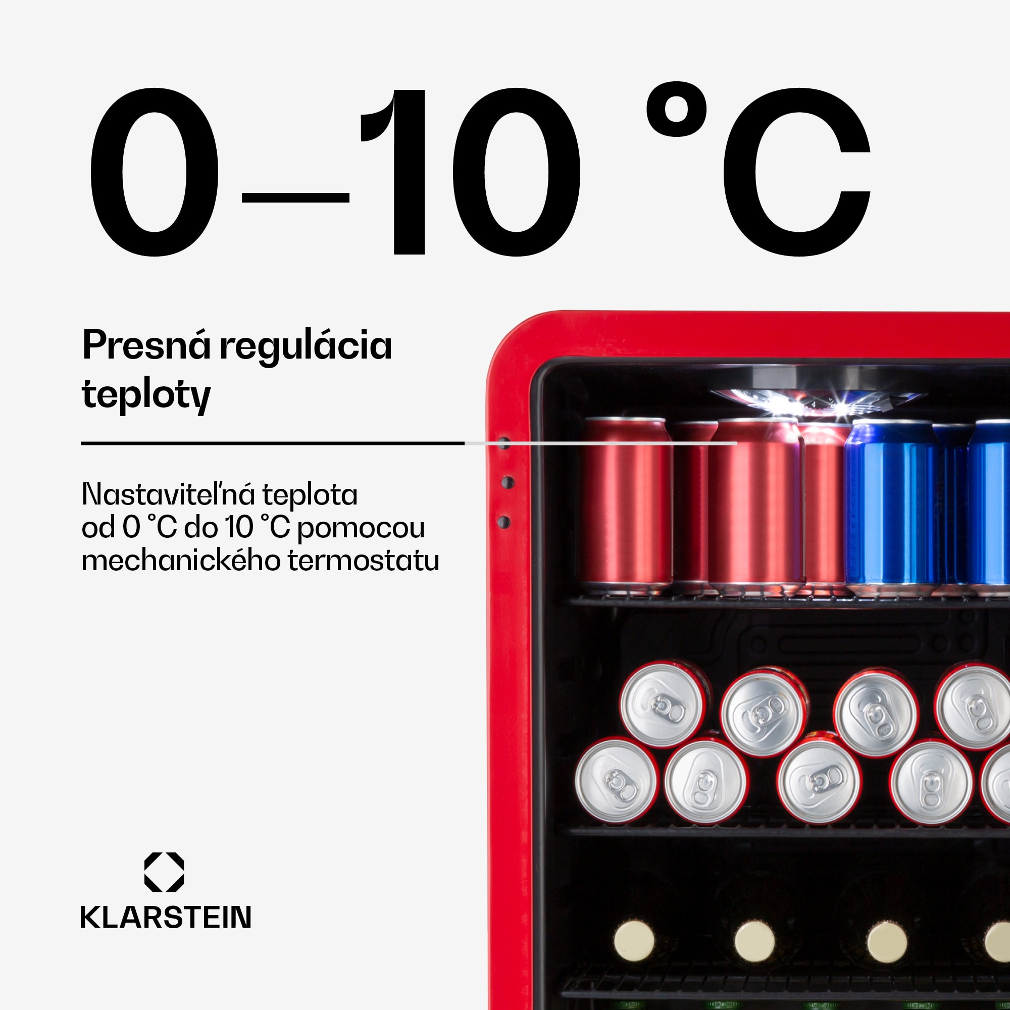 Klarstein PopLife, chladnička na nápoje, chladnička, 70 l, 0-10°C, retro dizajn, LED