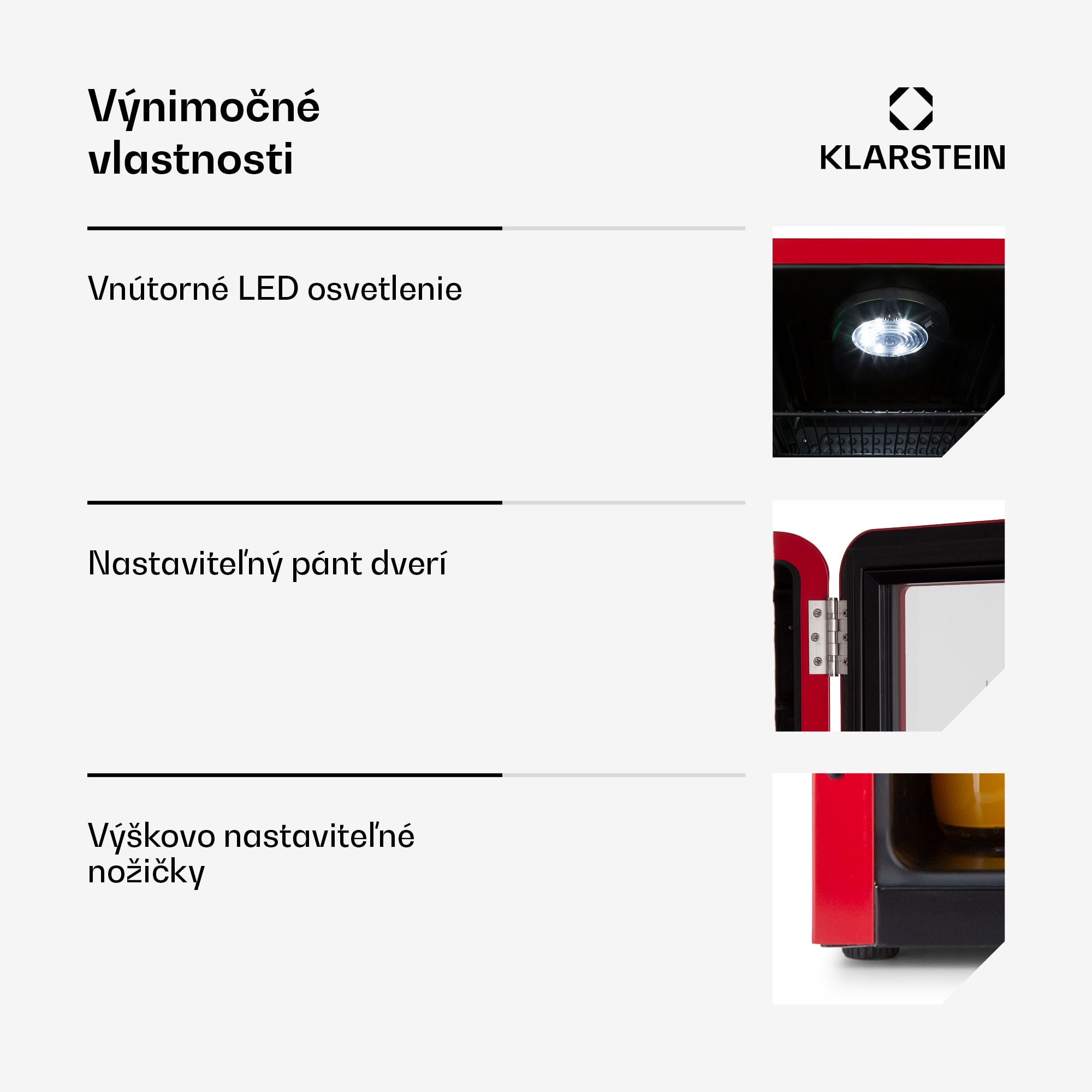 Klarstein PopLife, chladnička na nápoje, chladnička, 70 l, 0-10°C, retro dizajn, LED – Obrázok 3