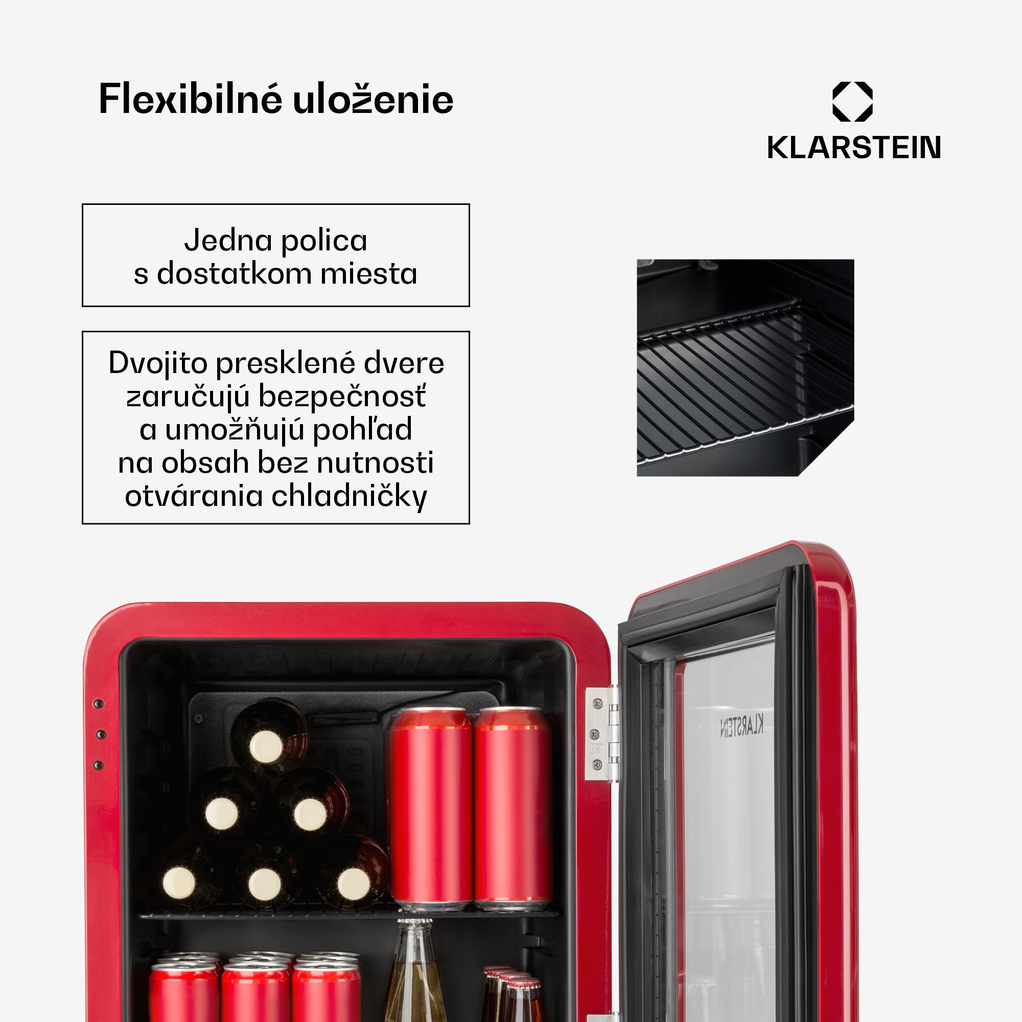 Klarstein PopLife 48, chladnička na nápoje, 0-10°C, retro dizajn – Obrázok 2