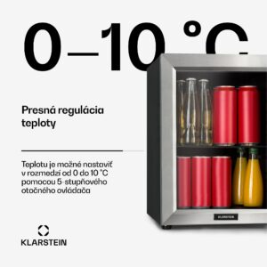 Klarstein Harlem, chladnička na nápoje, 23 l, 1 kovová polica, sklenené dvere