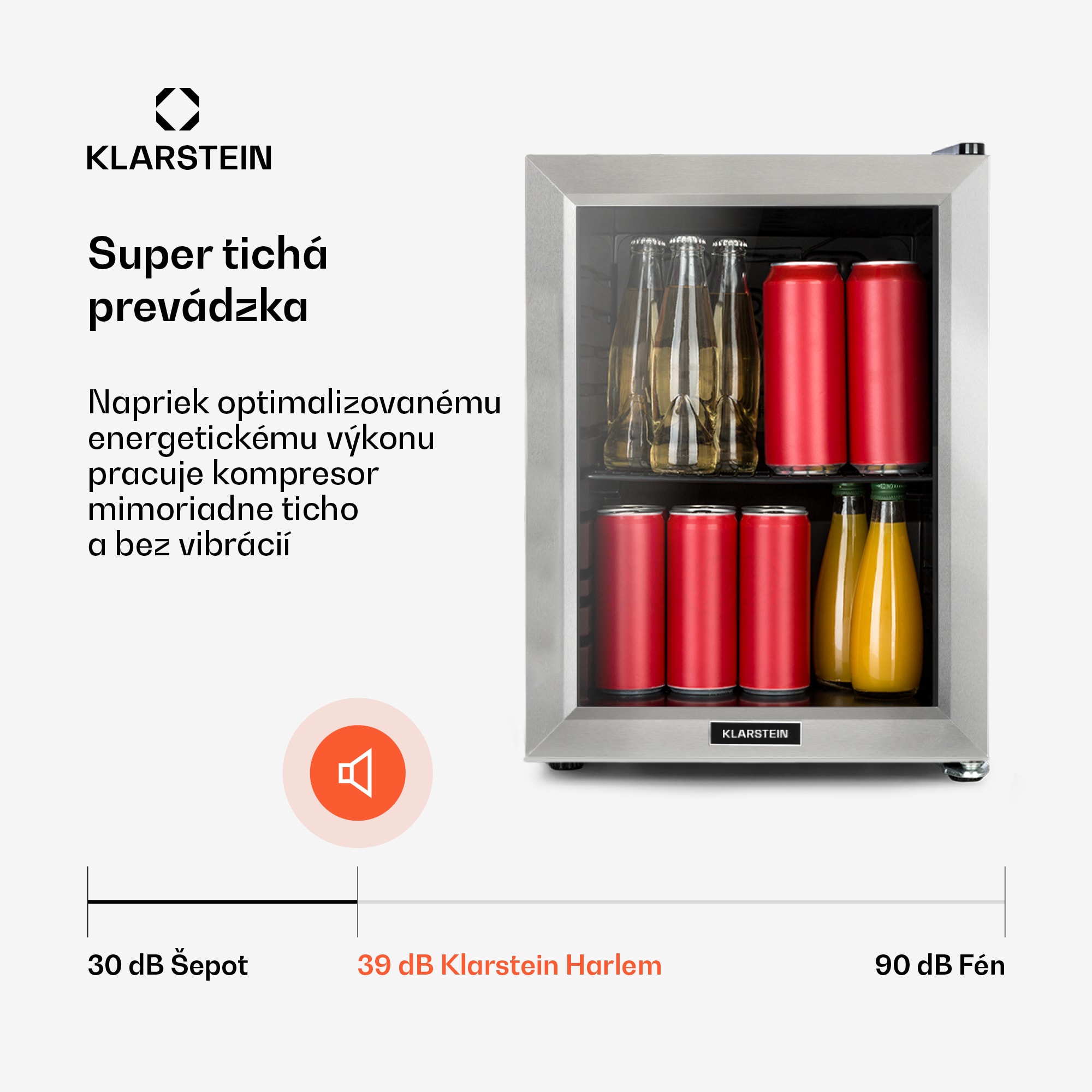 Klarstein Harlem, chladnička na nápoje, 23 l, 1 kovová polica, sklenené dvere – Obrázok 3