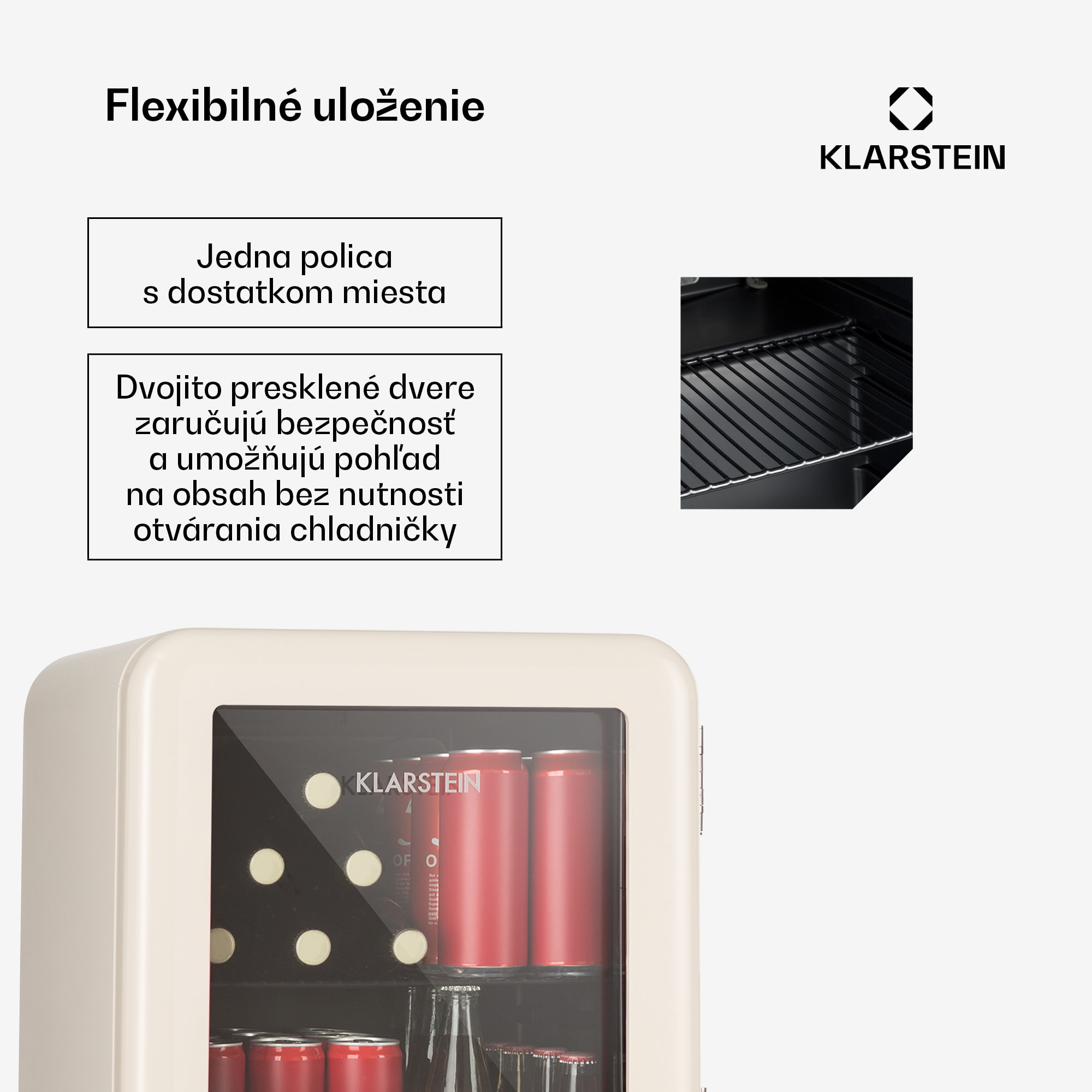 Klarstein PopLife 48, chladnička na nápoje, chladnička, 48 l, 0-10°C, retro dizajn – Obrázok 2