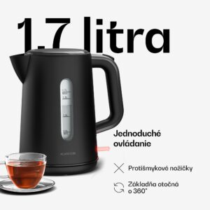 Klarstein Velaire rýchlovarná kanvica | 1,7 litra | 2200 W | Základňa otočná o 360° | Moderný, minimalistický dizajn