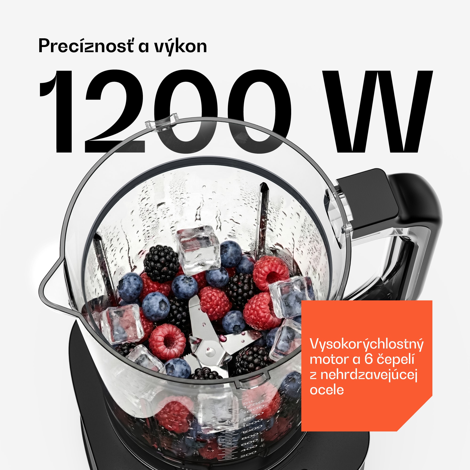 Klarstein Verosteel kuchynský robot s mixérom | miesenie, šľahanie a odšťavovanie | 1200 W | 2 l /1,75 l
