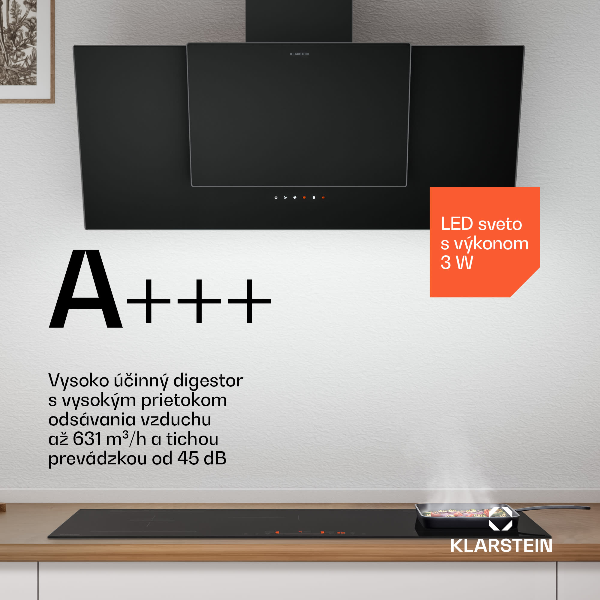 Klarstein HaloSync indukčná varná doska s digestorom| 5 varných zón | 11400 W | 632 m³/h | 90 cm – Obrázok 2