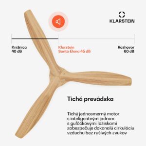 Klarstein Santa Elena stropný ventilátor | 132 cm | 35 W | 25 m² | Tichá prevádzka | Drevo