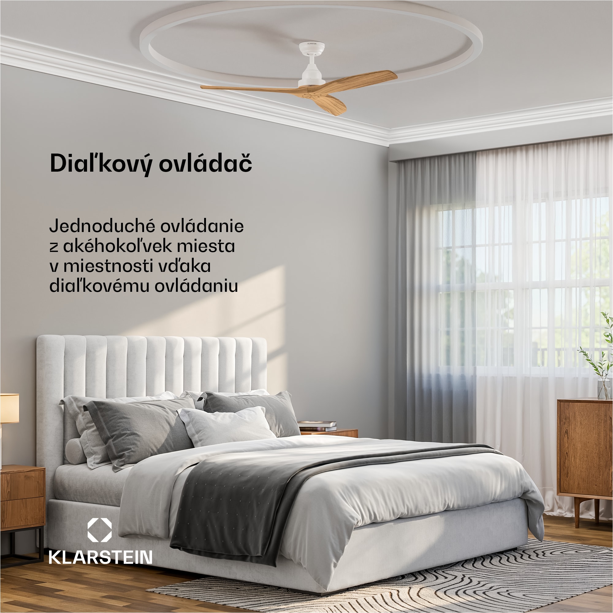 Klarstein Santa Elena stropný ventilátor | 132 cm | 35 W | 25 m² | Tichá prevádzka | Drevo – Obrázok 2