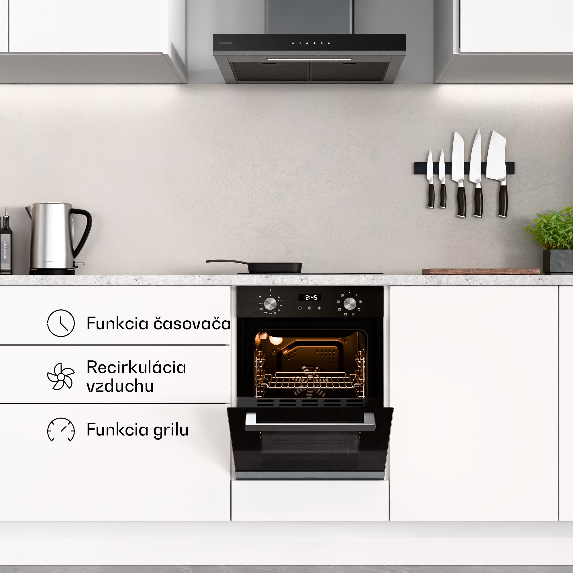 Klarstein Verosteel vstavaná rúra | 45 cm | 49 litrov | energetická trieda A | 2000 W | čierna – Obrázok 3