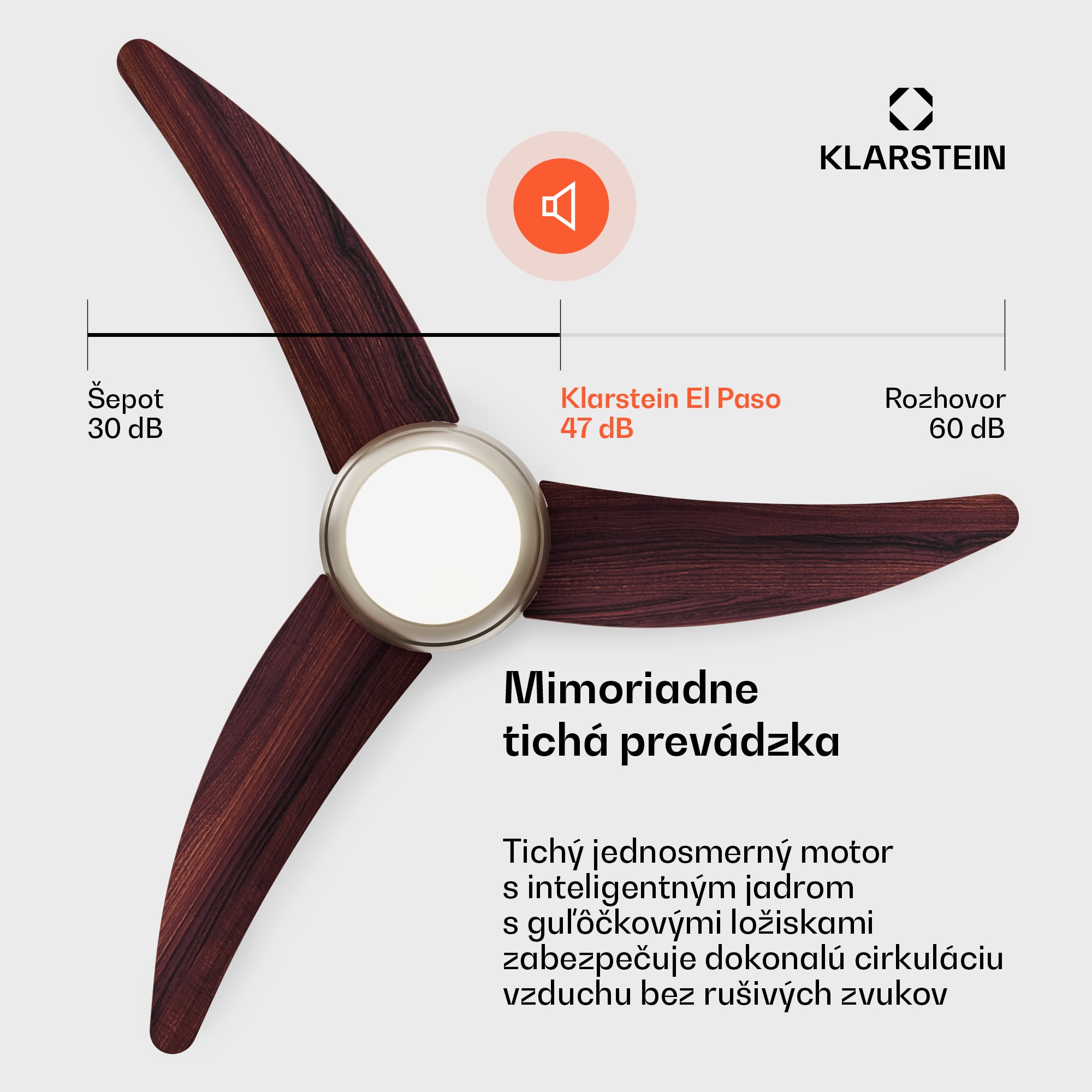 Klarstein El Paso stropný ventilátor so svetlom | 132 cm | 35 W | Tichá prevádzka | Drevo – Obrázok 2