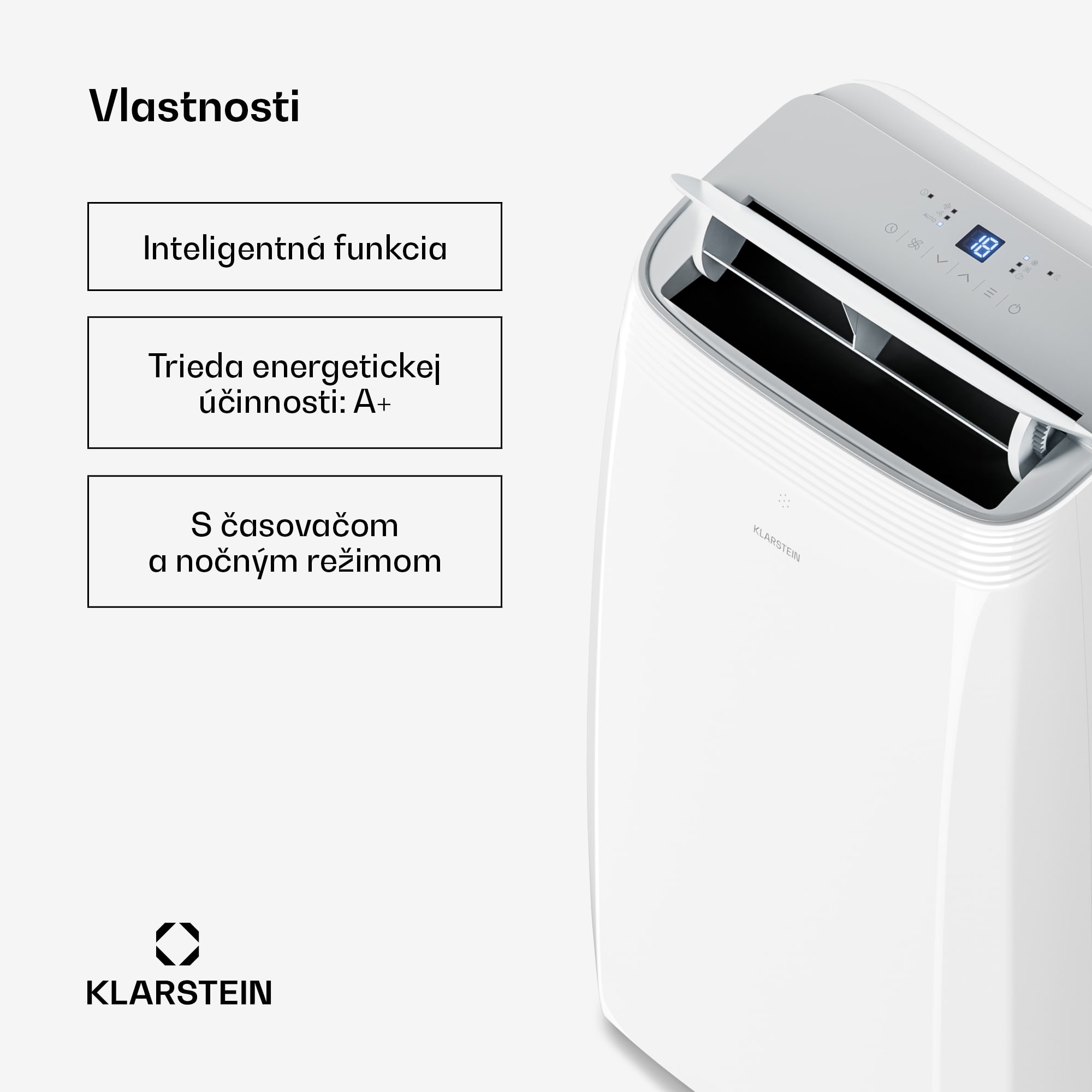 Klarstein Grandbreeze mobilná klimatizácia | 14000 BTU | 42 cm | 65 m² | Energetická trieda A – Obrázok 2