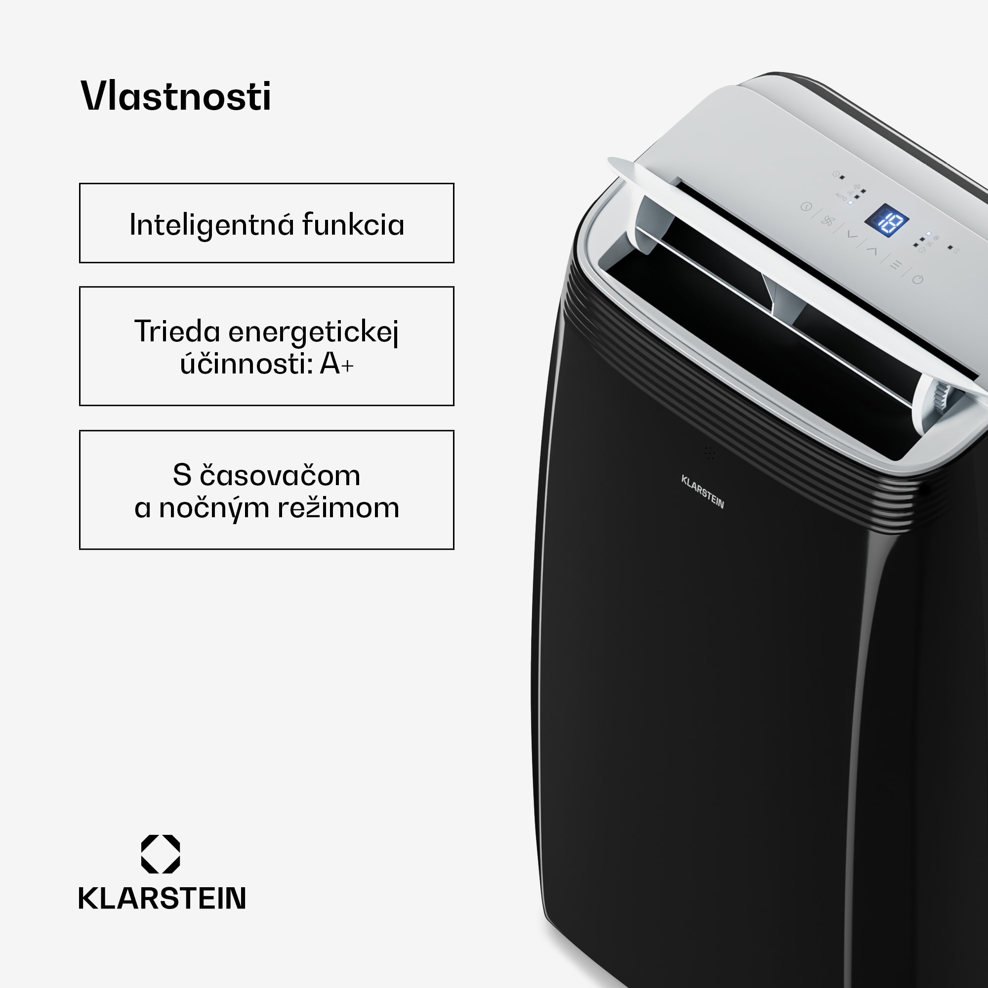 Klarstein Grandbreeze mobilná klimatizácia | 14000 BTU | 42 cm | 65 m² | energetická trieda A – Obrázok 2