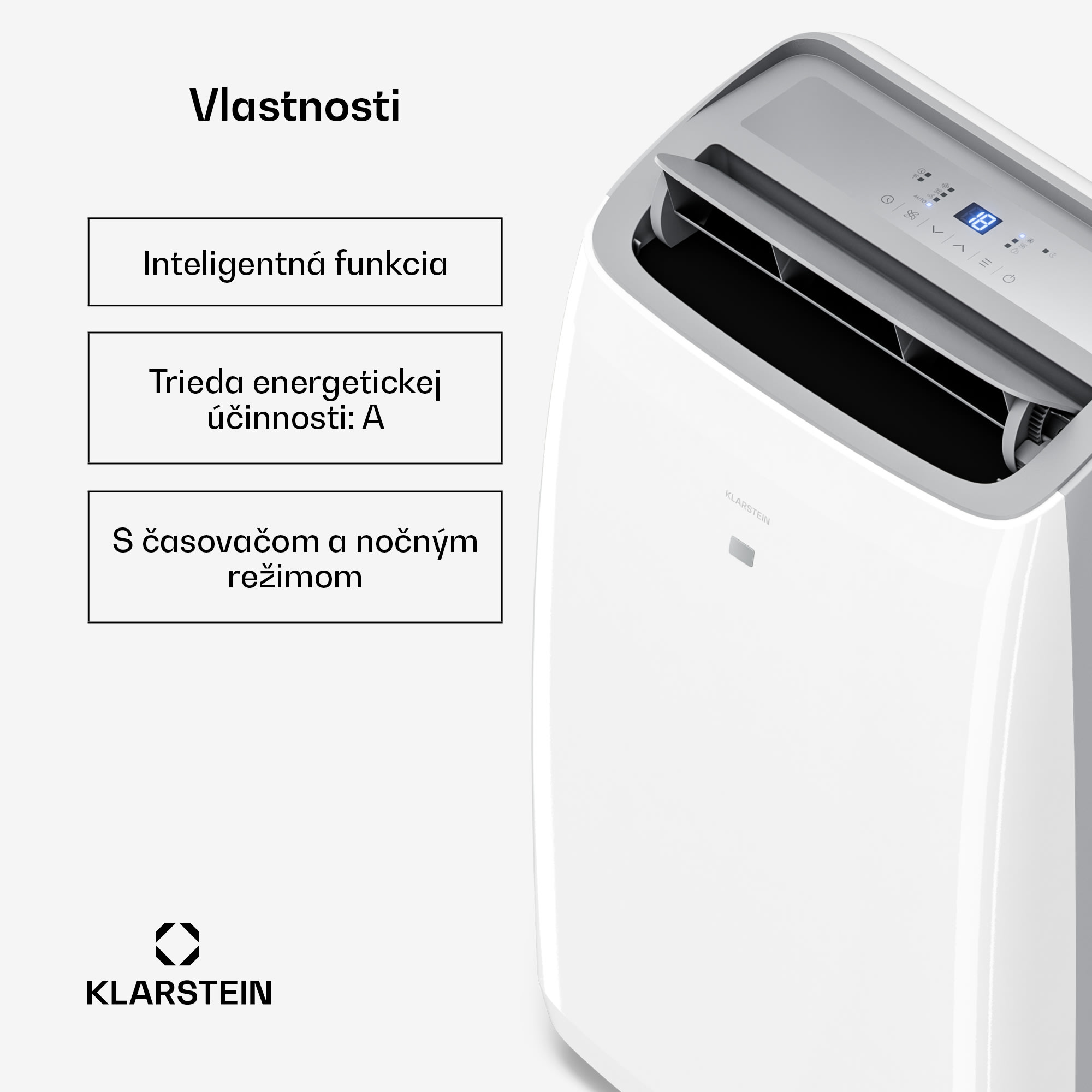 Klarstein Grandbreeze mobilná klimatizácia | 16000 BTU | 40 cm | 82 m² | Energetická trieda A – Obrázok 2