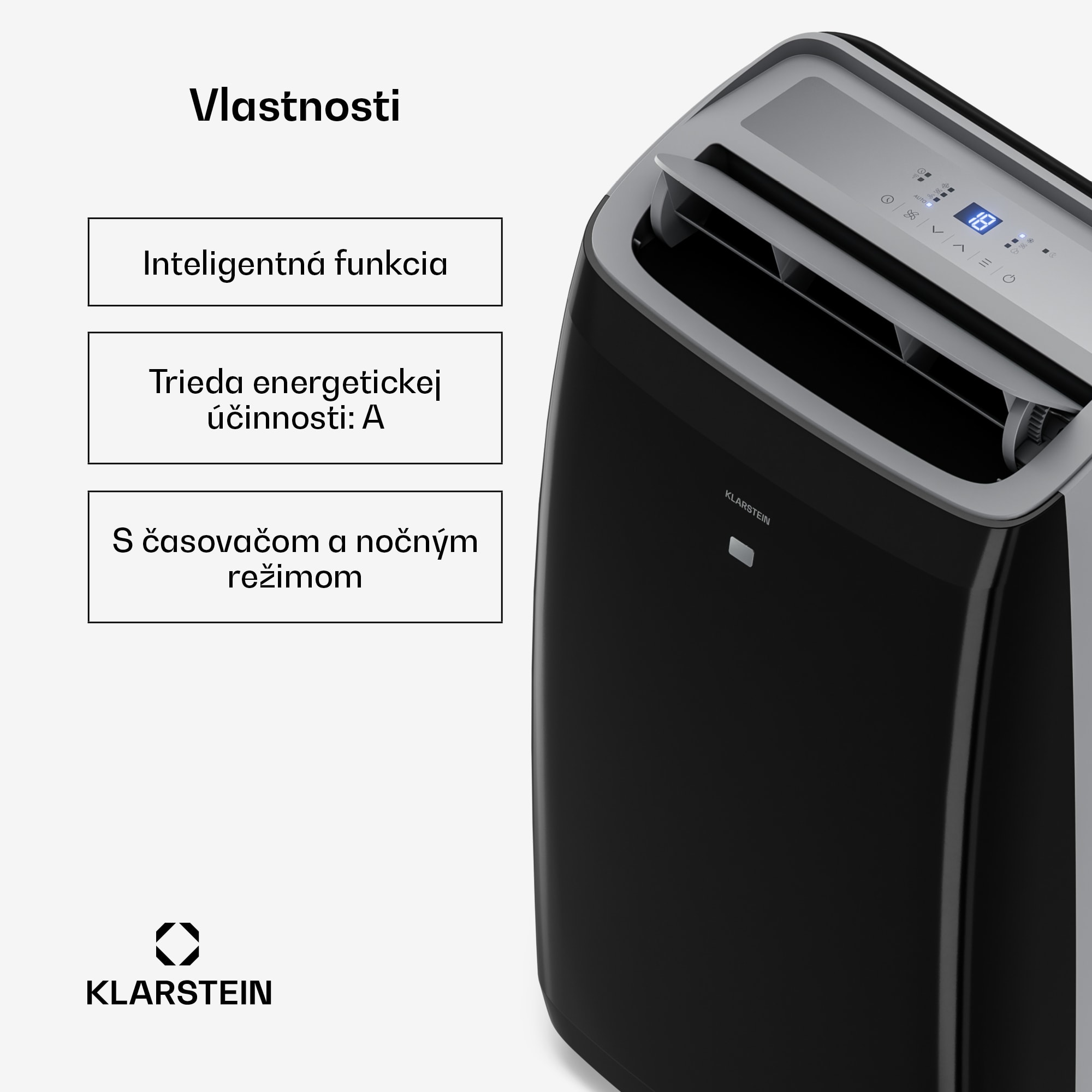 Klarstein Grandbreeze mobilná klimatizácia | 16000 BTU | 40 cm | 82 m² | Trieda energetickej efektívnosti A – Obrázok 2