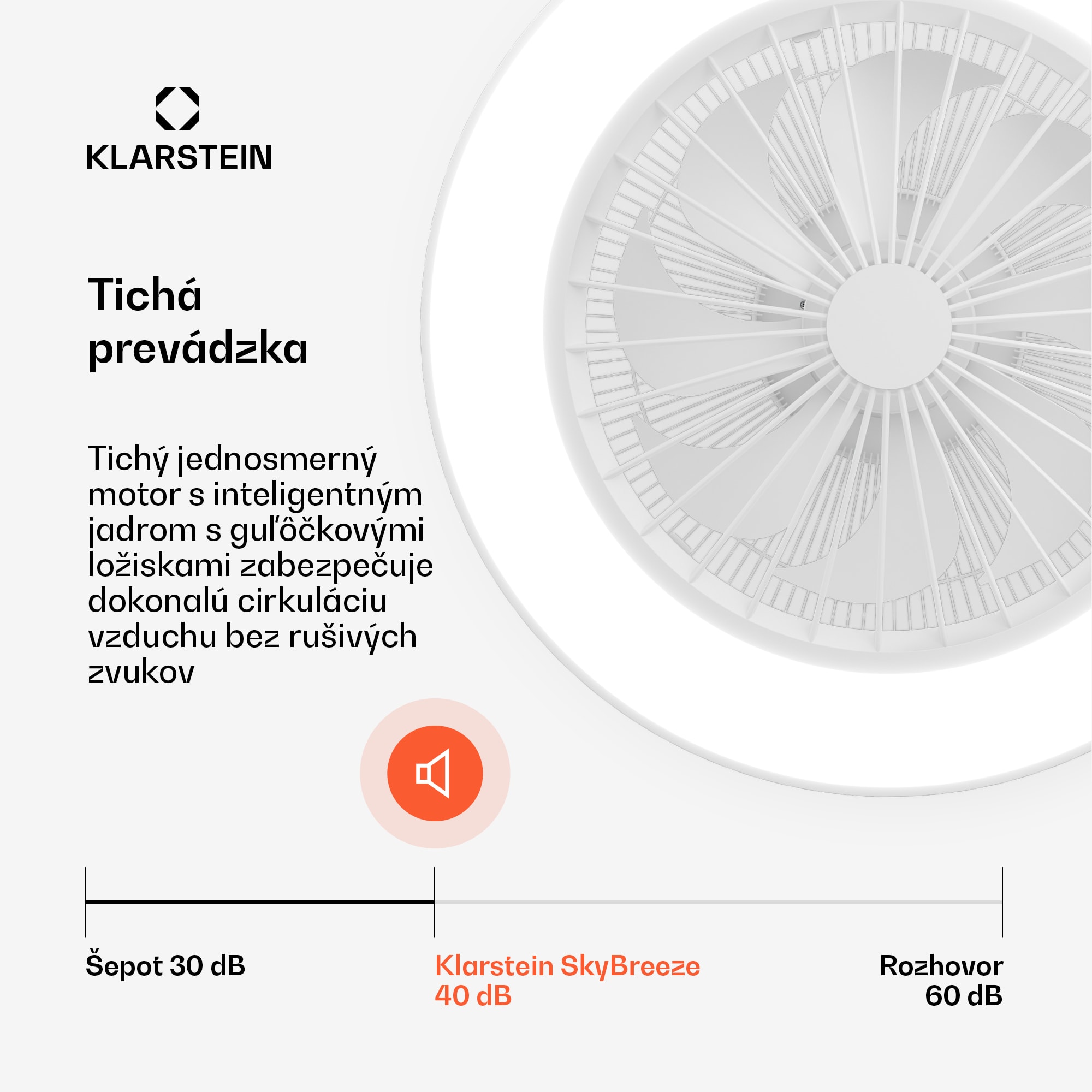 Klarstein ZenBreeze inteligentný stropný ventilátor so svetlom | 48 cm | 16 W | Tichý | LED | Akryl – Obrázok 2