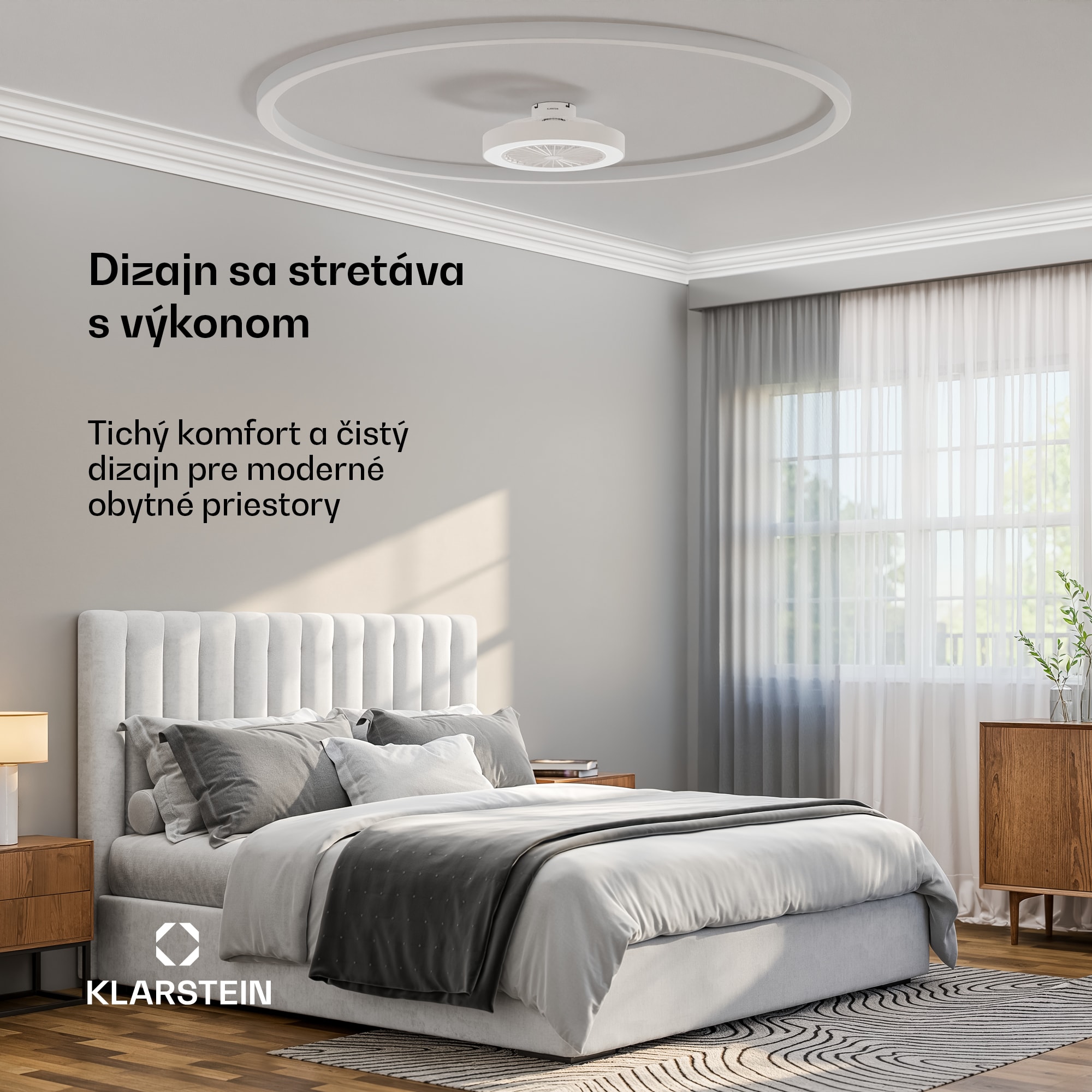 Klarstein ZenBreeze inteligentný stropný ventilátor so svetlom | 48 cm | 16 W | Tichý | LED | Akryl – Obrázok 3