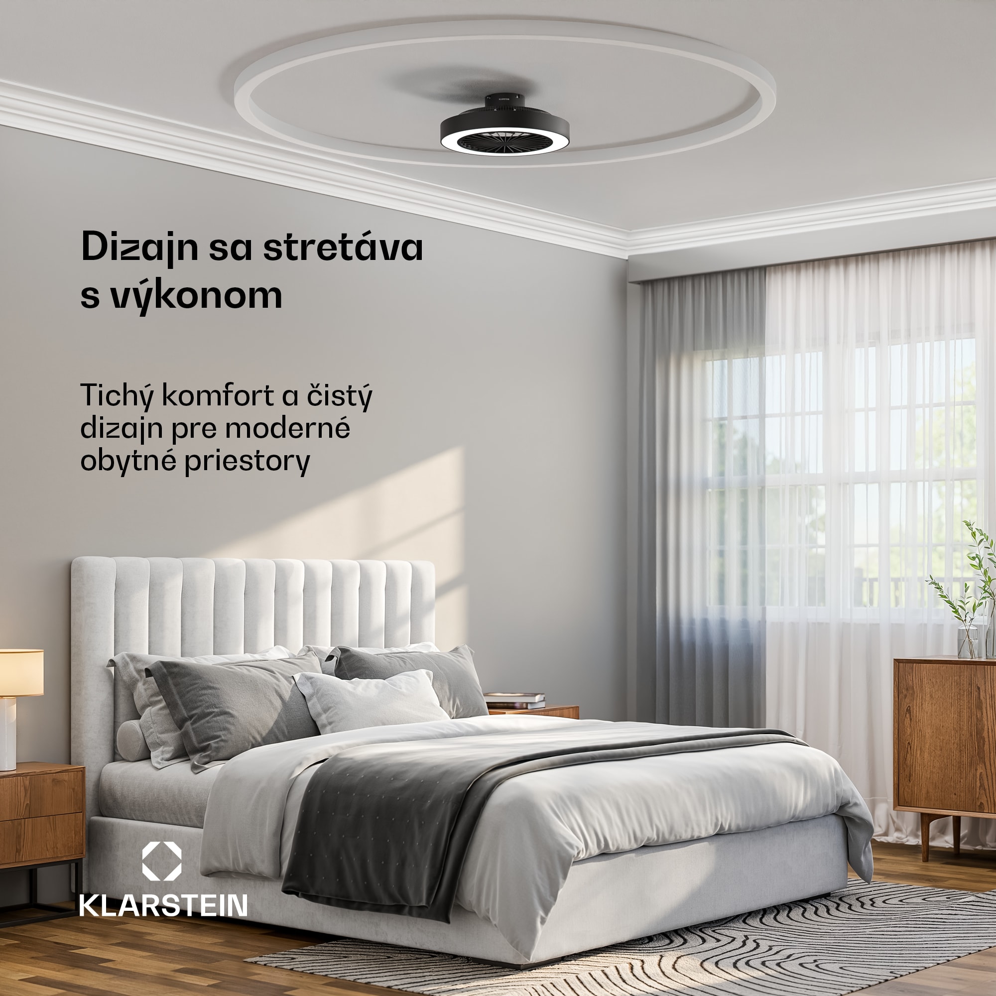 Klarstein ZenBreeze inteligentný stropný ventilátor so svetlom | 48 cm | 16 W | Tichý | LED | Akryl – Obrázok 3
