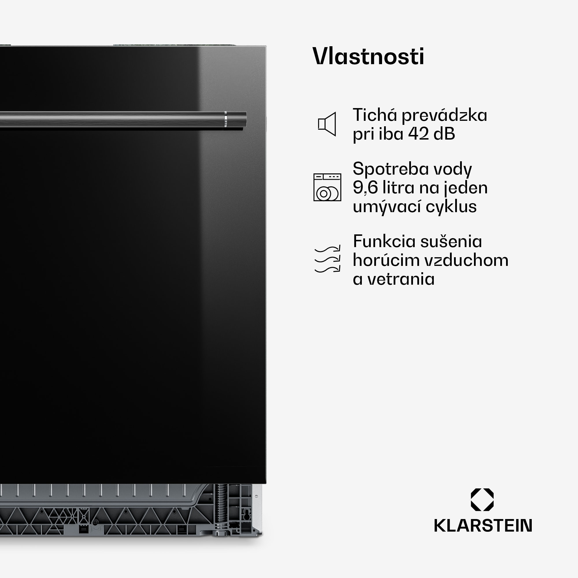 Klarstein Luxara vstavaná umývačka riadu | 8 programov | Technológia Aqua-Stop | 1900 W | 60 cm