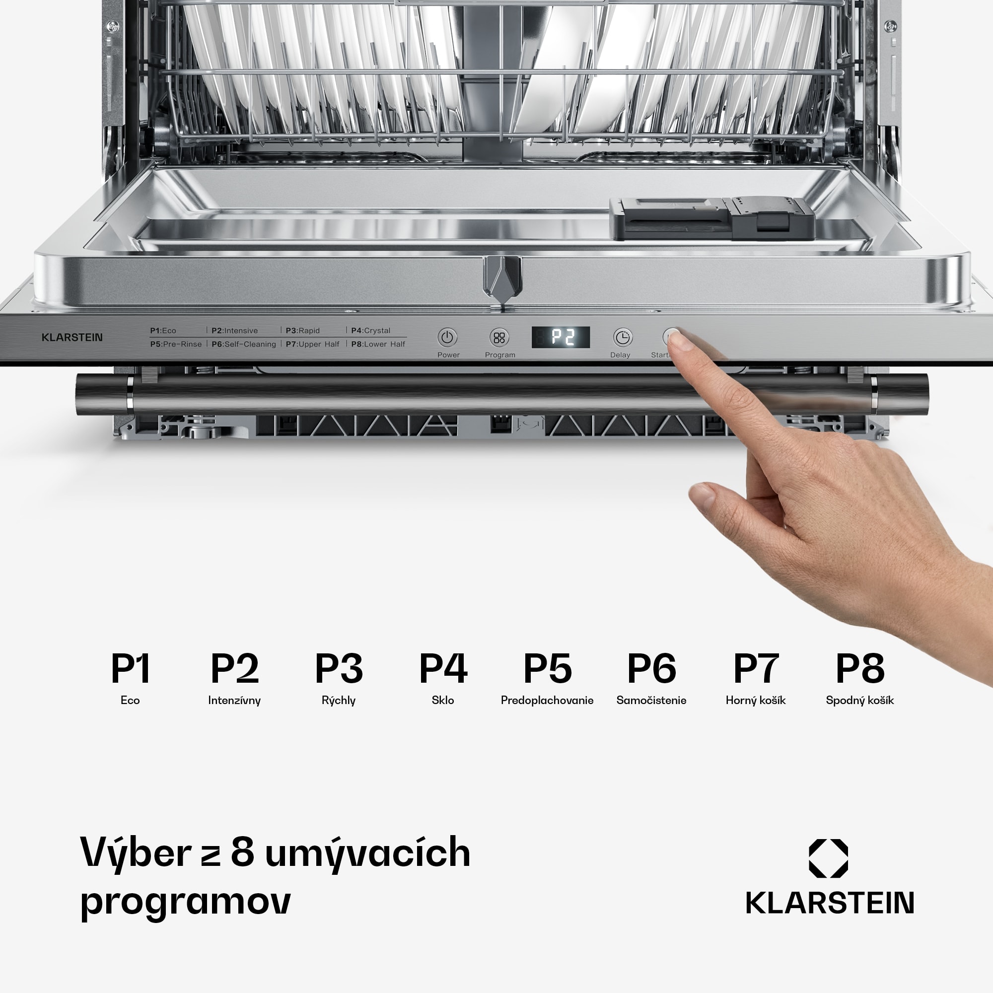 Klarstein Luxara vstavaná umývačka riadu | 8 programov | Technológia Aqua-Stop | 1900 W | 60 cm – Obrázok 2