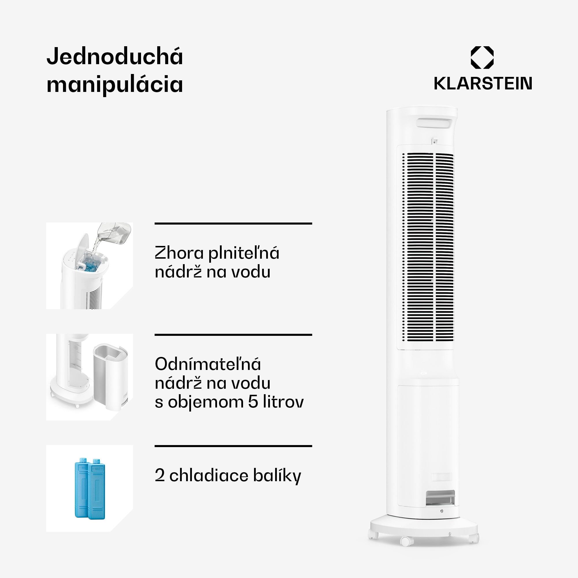 Klarstein Polar Inteligentný ochladzovač vzduchu s vodným chladením | Praktický dizajn, inteligentné ovládanie a obsluha – Obrázok 2