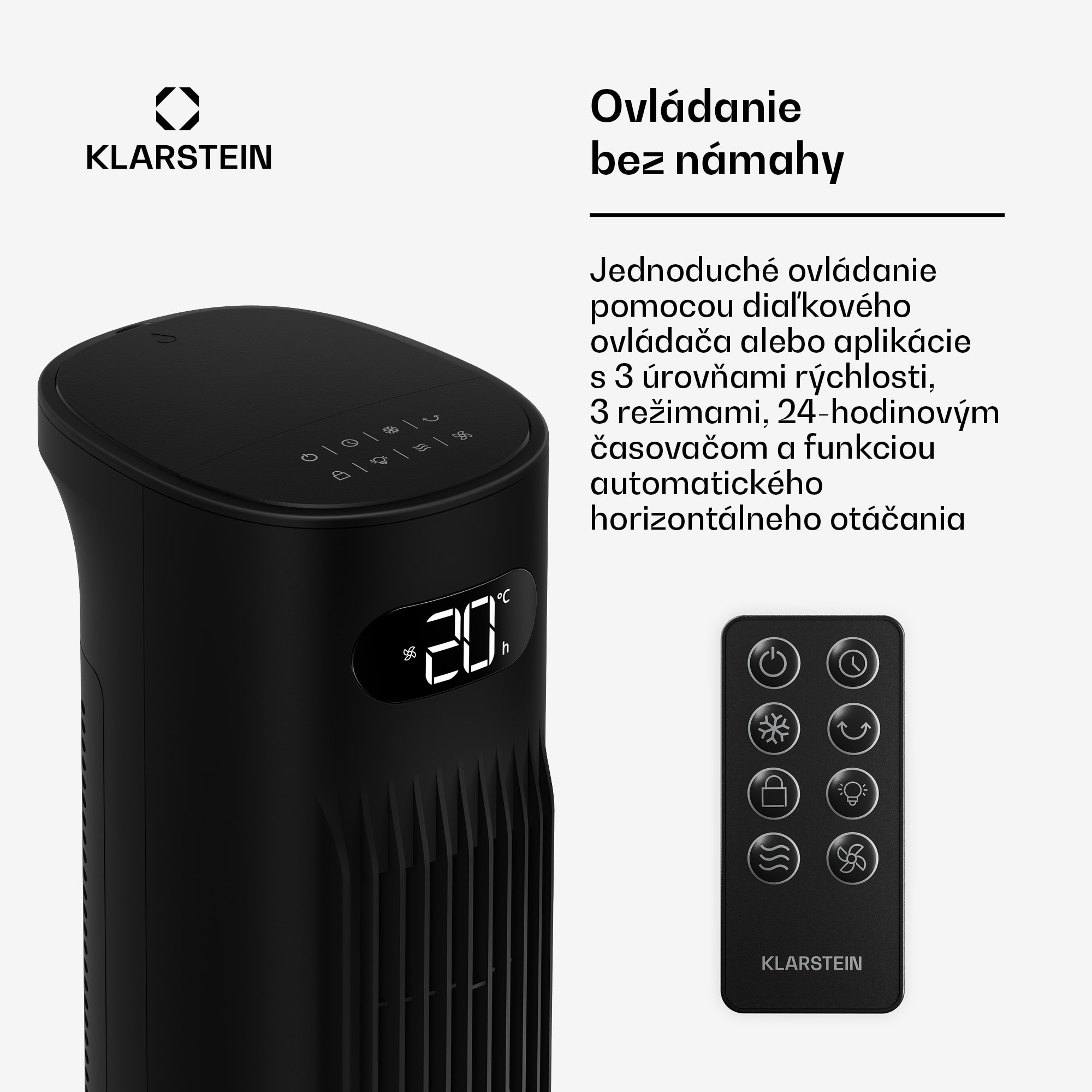 Klarstein Polar inteligentný ochladzovač vzduchu s vodným chladením | 300 m³/h | 5 l | 30 m² | 3 režimy | 75 W