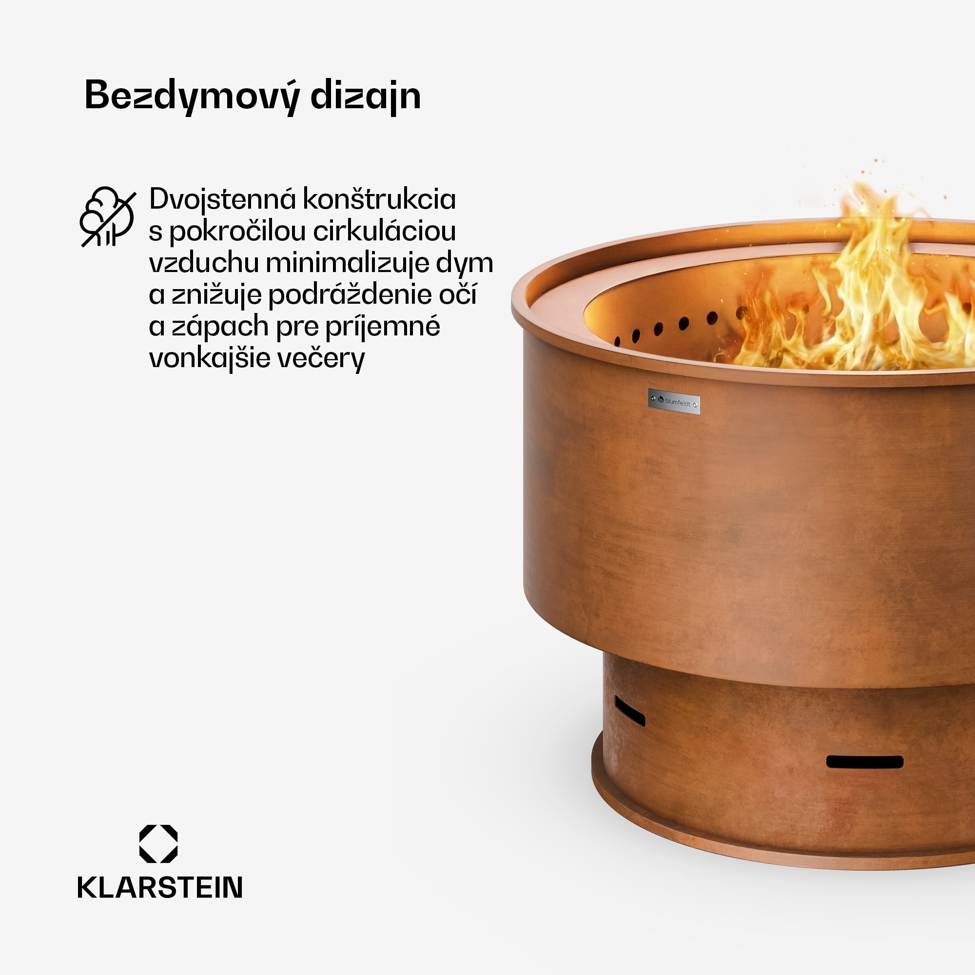 Blumfeldt Pompeji ohnisko s grilom | Ochrana proti iskrám | Odolné voči prevráteniu | Robustné | 60 cm