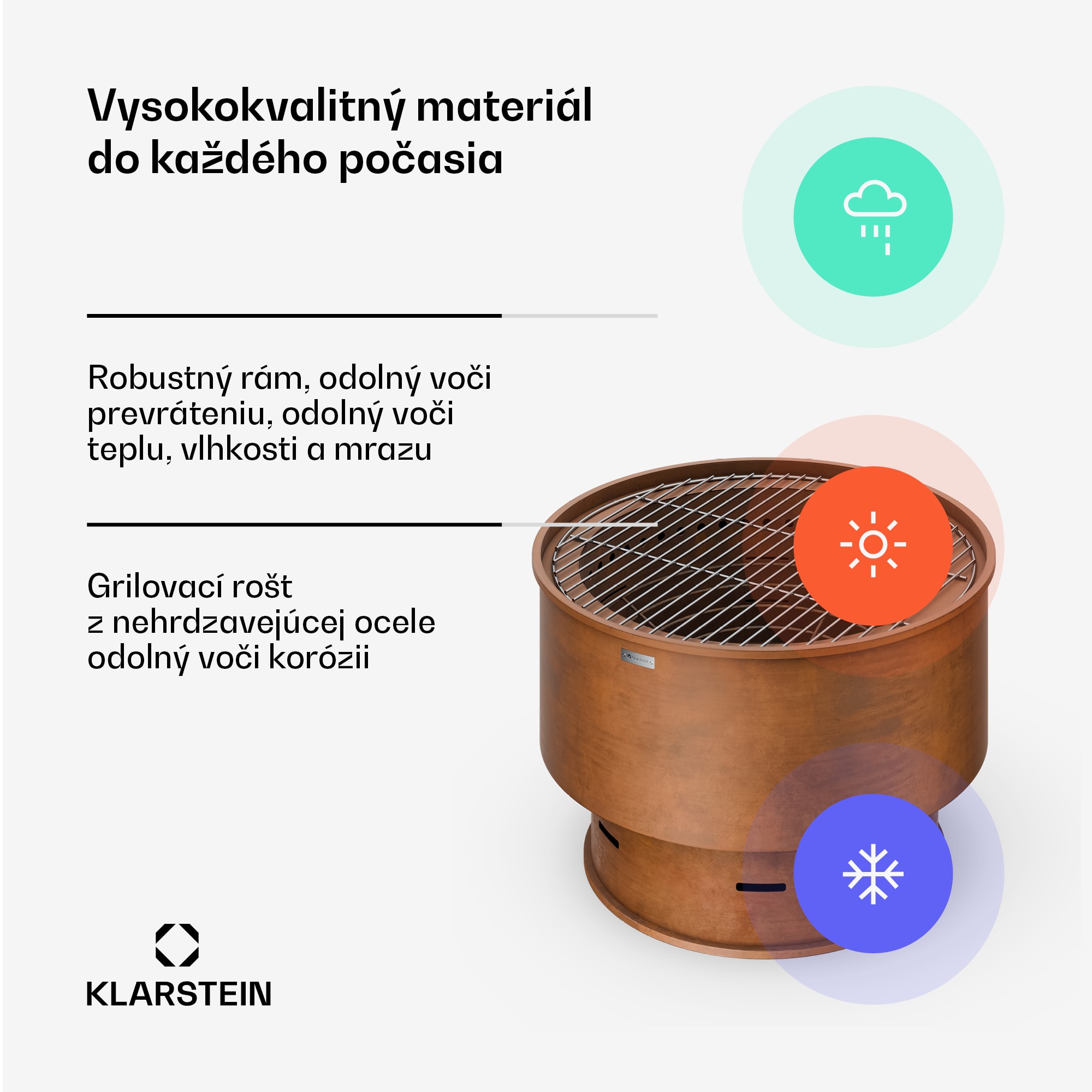 Blumfeldt Pompeji ohnisko s grilom | Ochrana proti iskrám | Odolné voči prevráteniu | Robustné | 60 cm – Obrázok 2