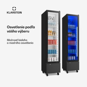 Klarstein GrandCooler gastro chladnička na nápoje | 191,5 x 43 cm | LED vnútorné osvetlenie | Čierna