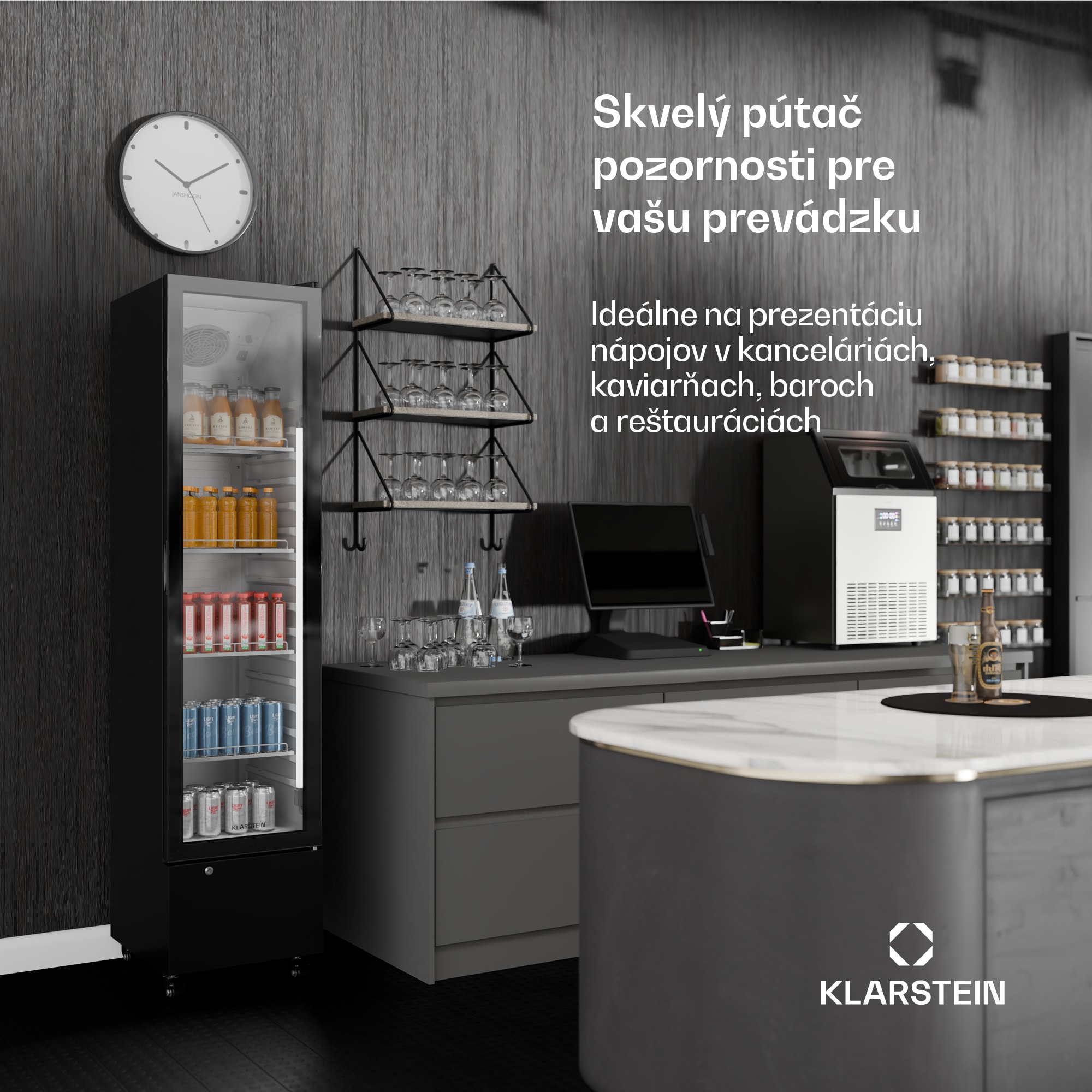 Klarstein GrandCooler gastro chladnička na nápoje | 191,5 x 43 cm | LED vnútorné osvetlenie | Čierna – Obrázok 2