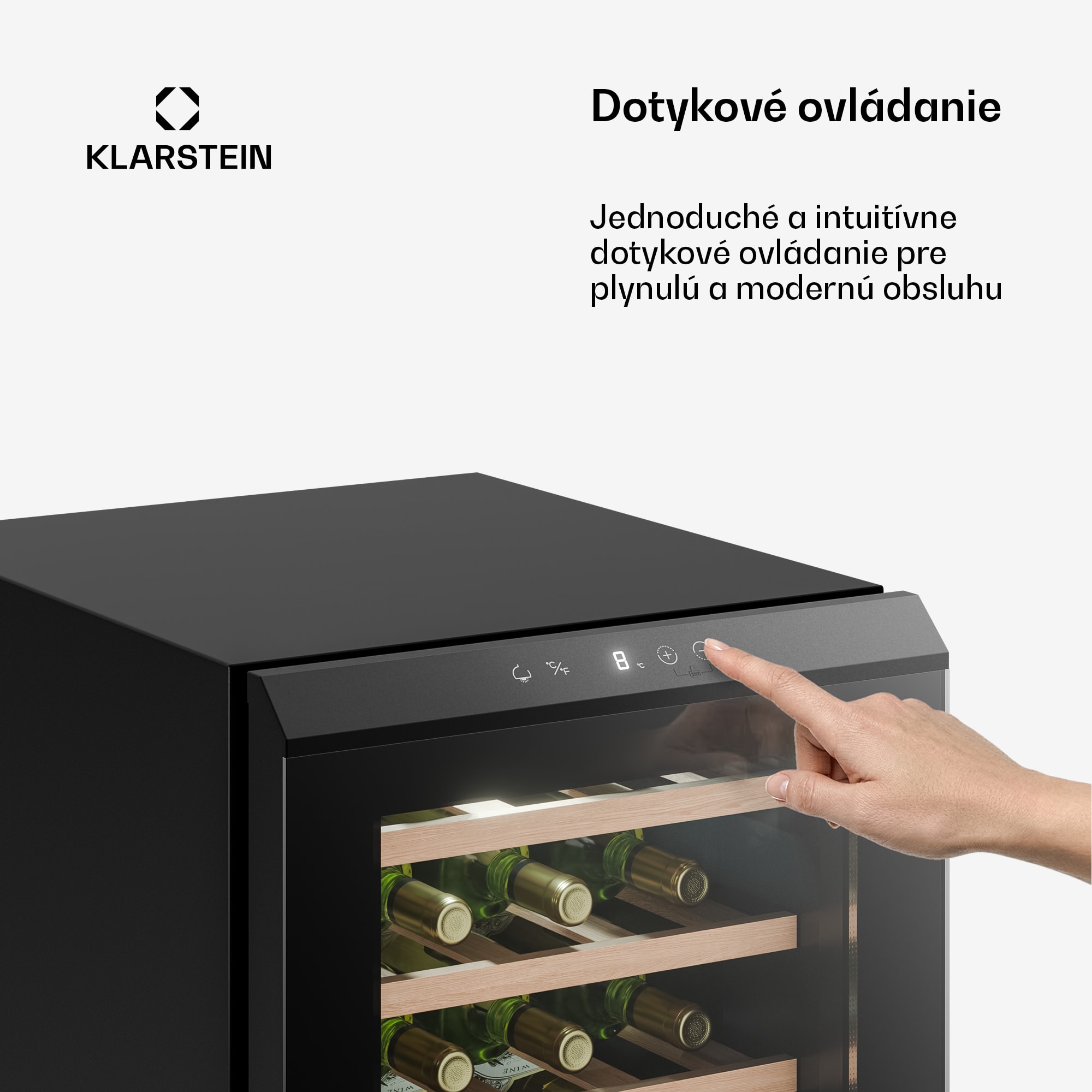 Klarstein Bevora voľne stojaca chladnička na víno | 4 police | 62 litrov | 20 fliaš | 43 cm