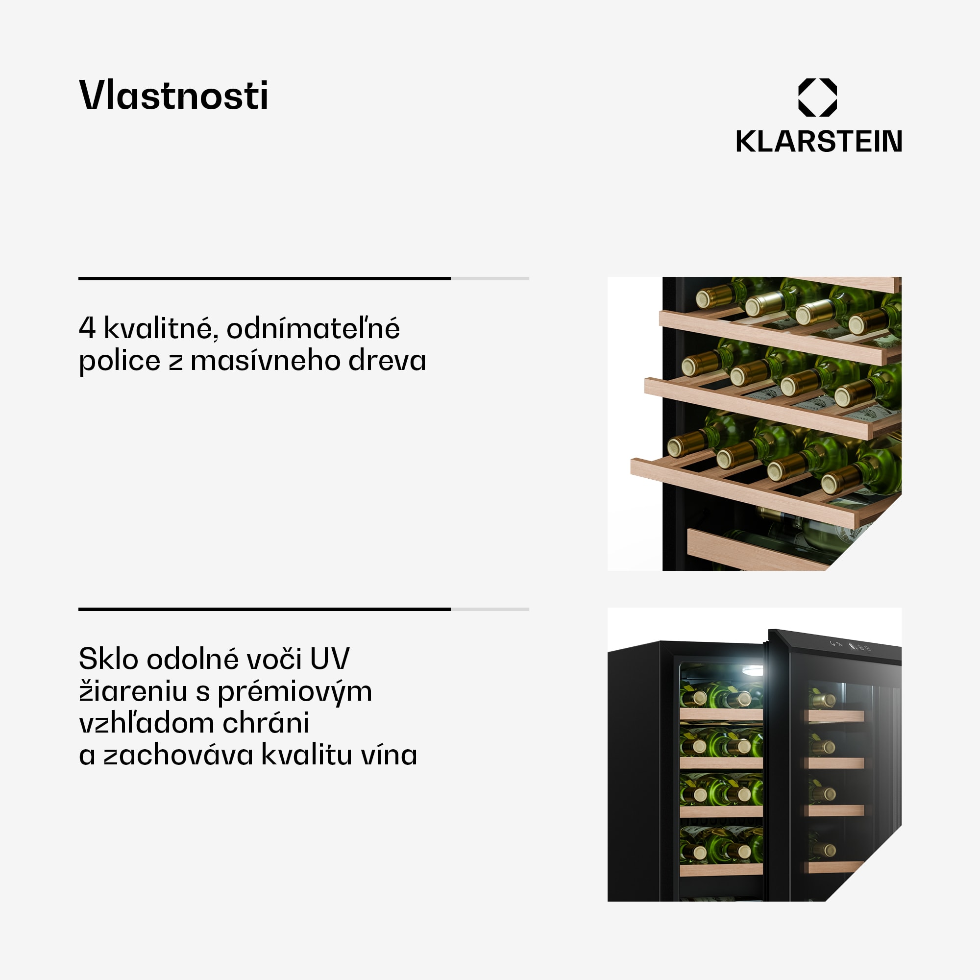 Klarstein Bevora voľne stojaca chladnička na víno | 4 police | 62 litrov | 20 fliaš | 43 cm – Obrázok 3