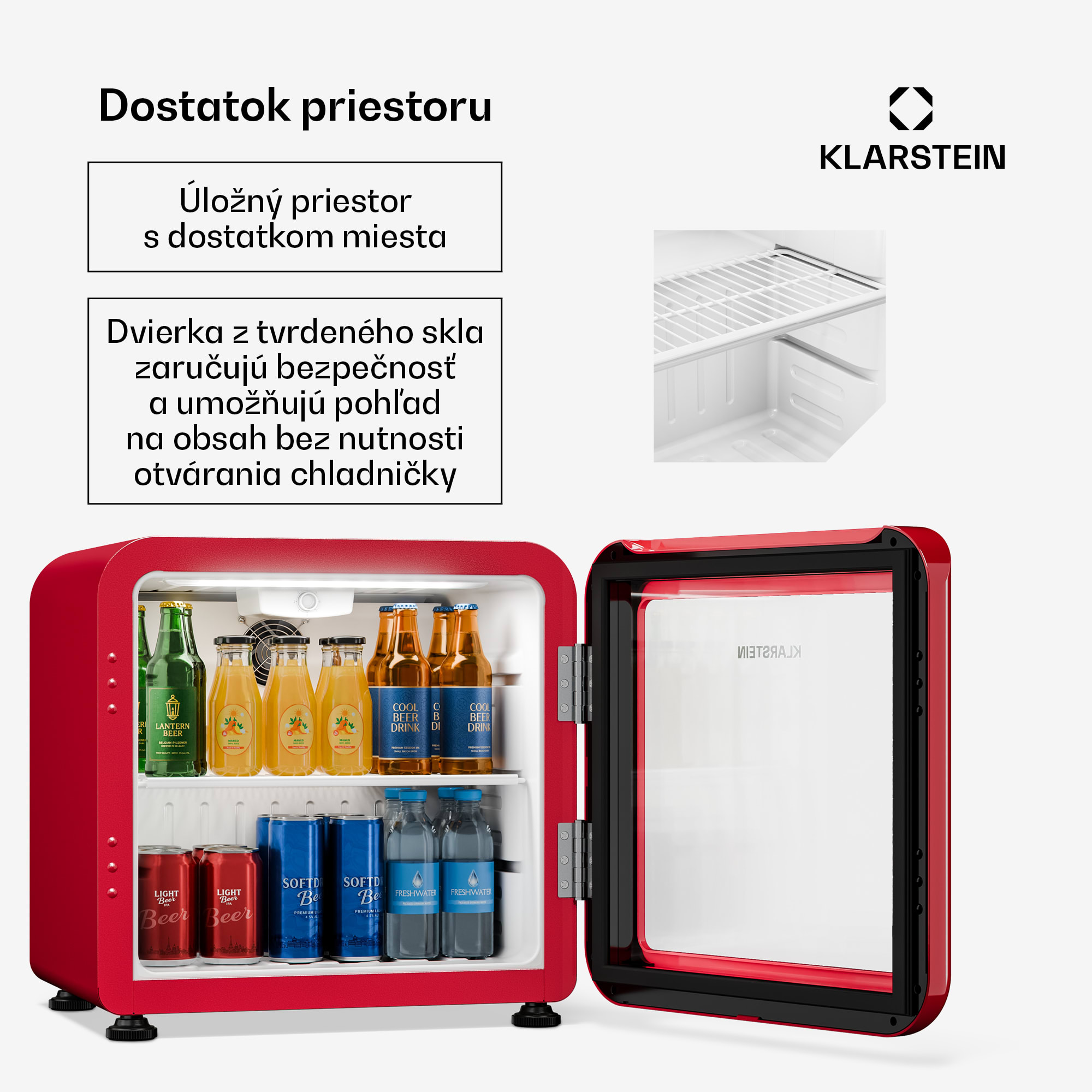 Klarstein Audrey Evo chladič nápojov | 39 x 38 cm | LED vnútorné osvetlenie | 75 W | 42 dB – Obrázok 2