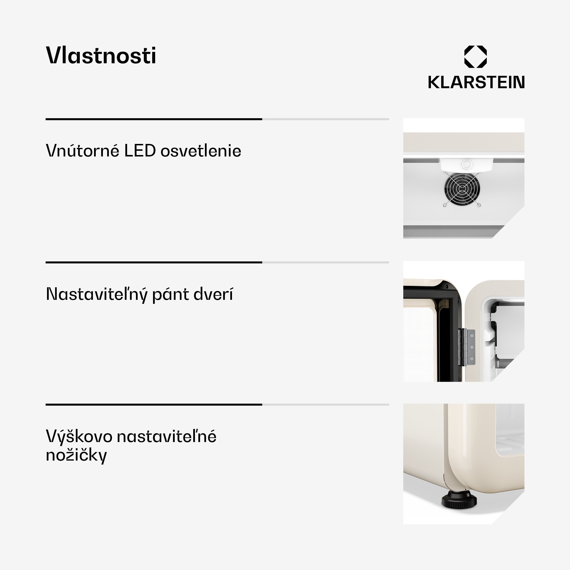 Klarstein Audrey Evo chladič nápojov | 39 x 38 cm | LED vnútorné osvetlenie | 75 W | 42 dB – Obrázok 3