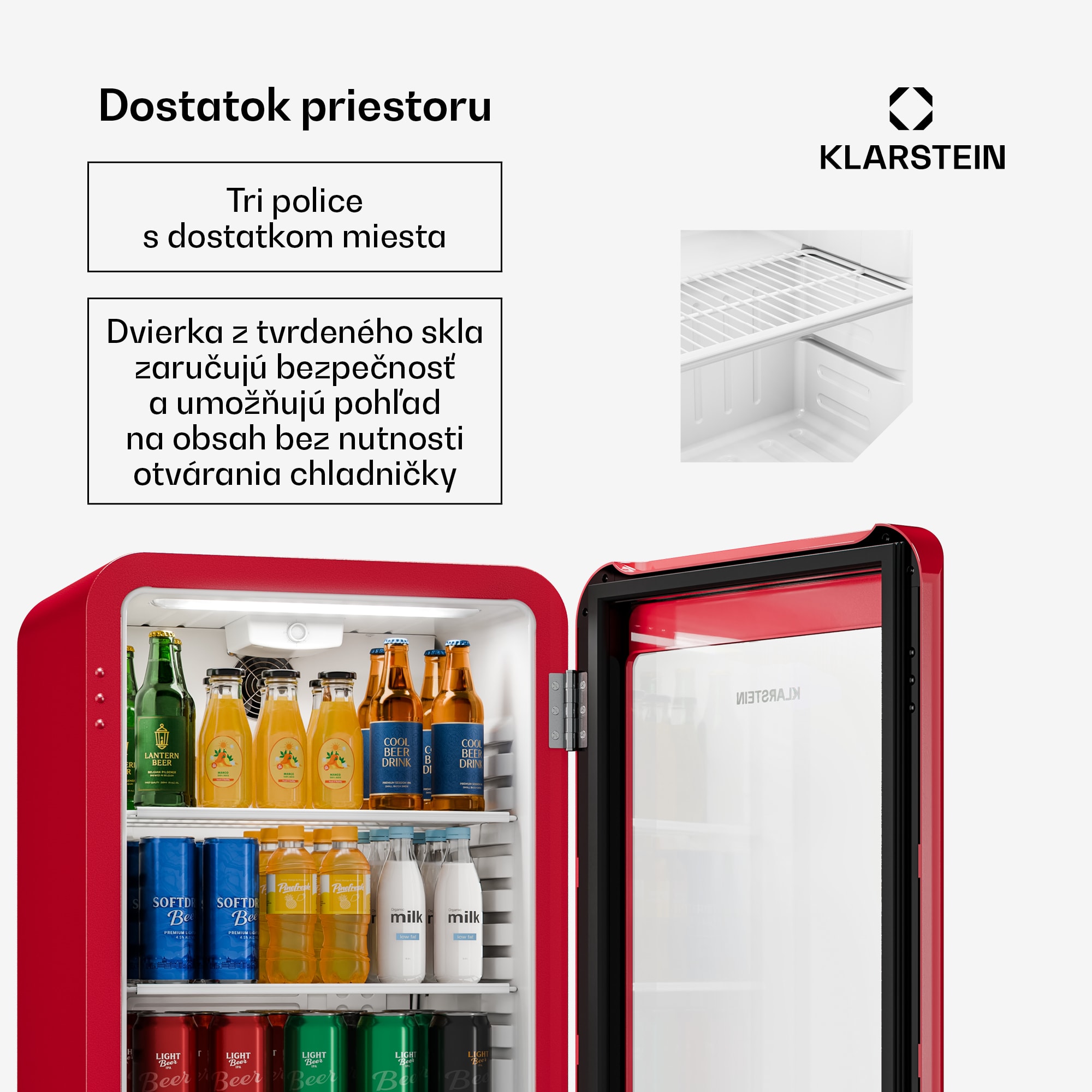 Klarstein Audrey Evo chladič nápojov | 74 x 38 cm | LED vnútorné osvetlenie | 95 W | 42 dB – Obrázok 2