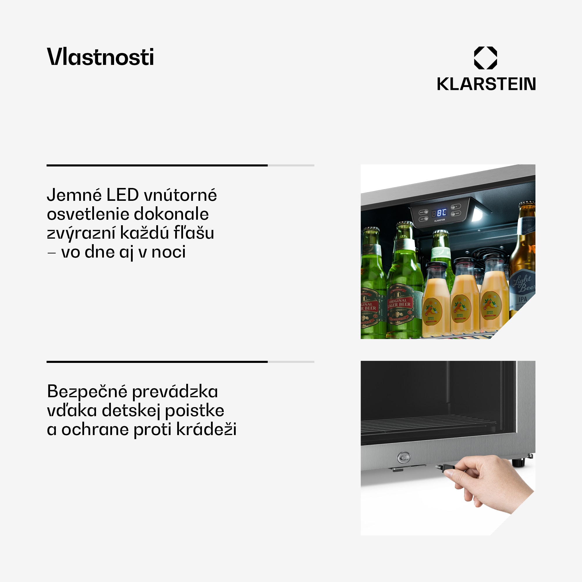 Klarstein LuxeChill, 64cm, 60L, Zunanji Hladilnik za Pijačo, Srebrn, Steklena Vrata, A – Obrázok 3