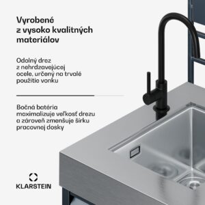Klarstein WaldChef spodná skrinka pod drez | Drez z nehrdzavejúcej ocele | Odolný voči poveternostným vplyvom | 90 x 135 cm