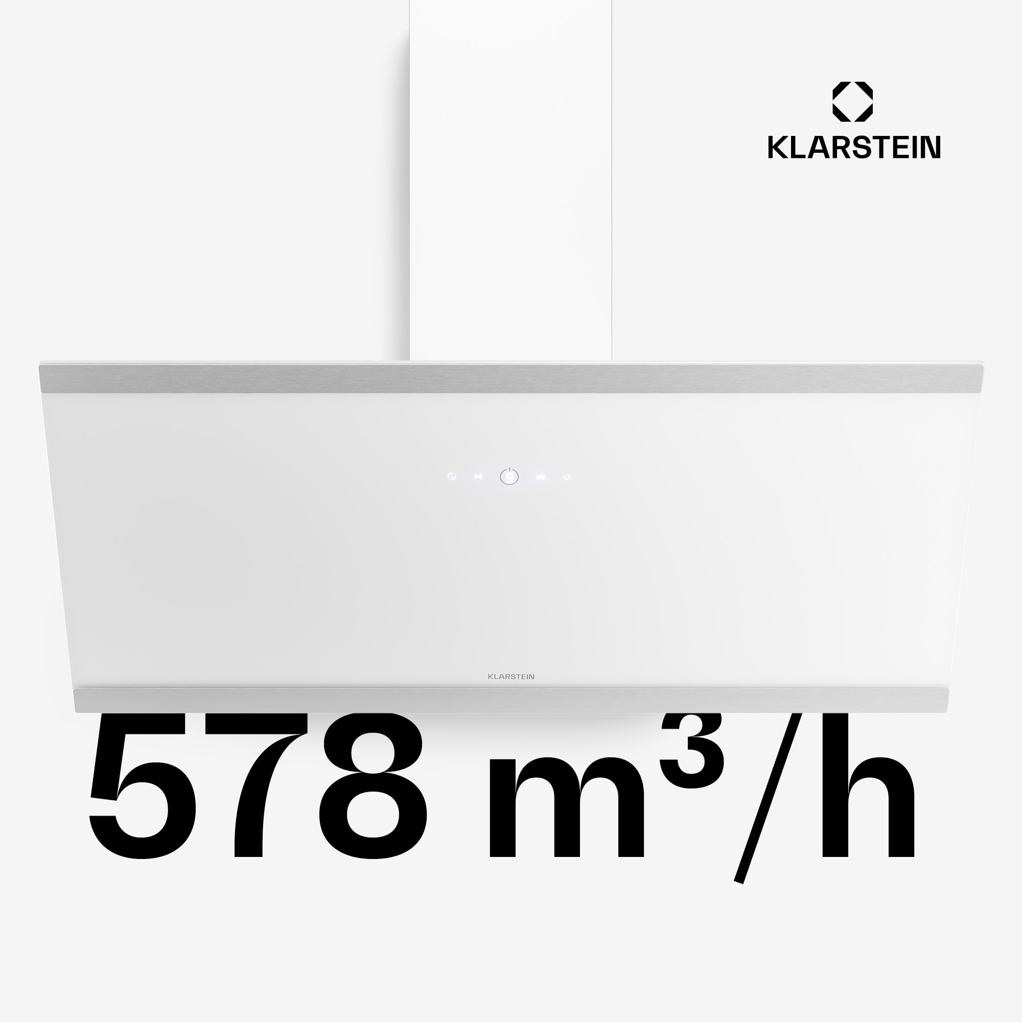 Klarstein Flashline šikmý digestor | Režimy odsávania a recirkulácie | Moderný dizajn | 578 m³/h | 90 cm