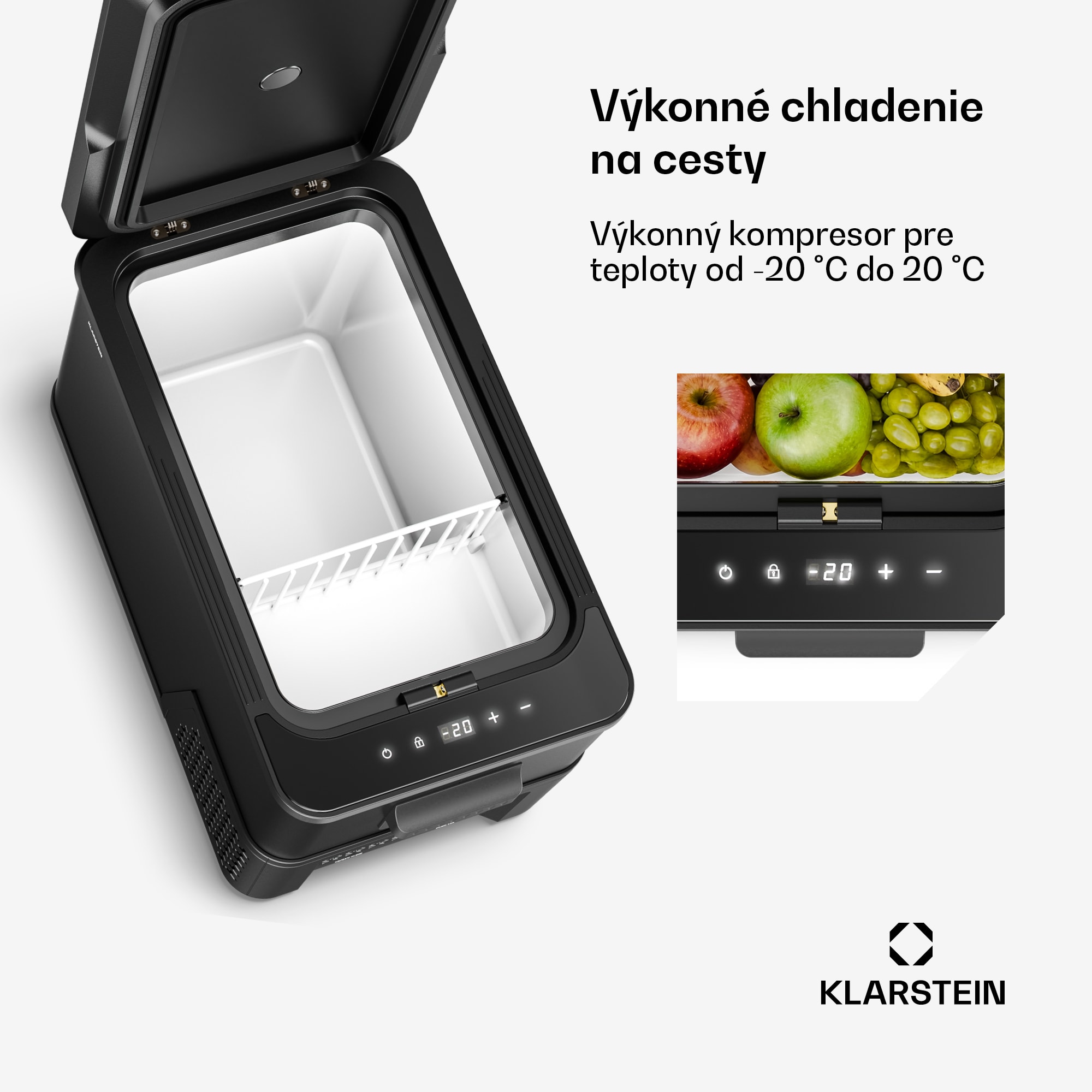 Klarstein Arctiq chladiaci box | S kompresorom | 27 litrov | 36 plechoviek | -20 až 20 °C | Čierny | 60 cm
